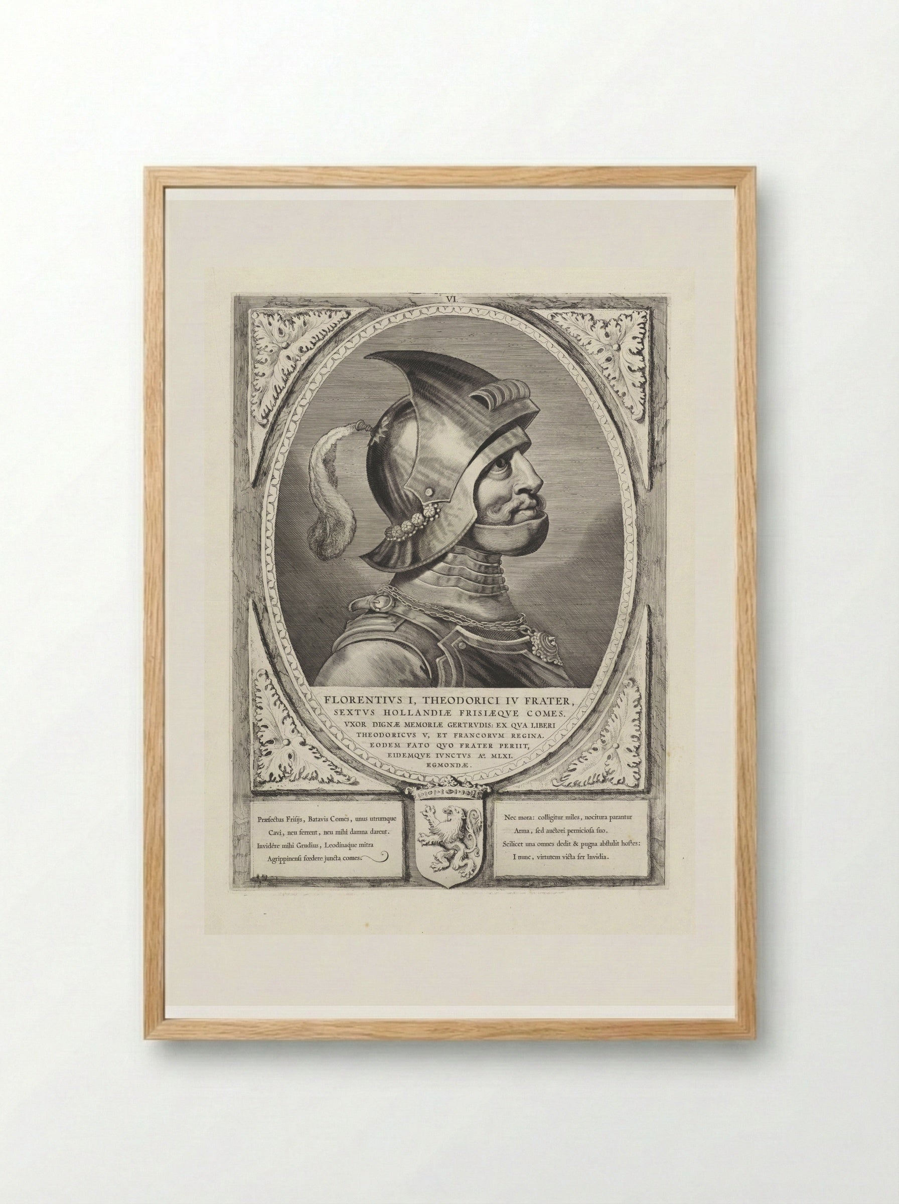 Portret van Floris I, graaf van Holland - Cornelis Visscher (II) - Framed Print Wood
