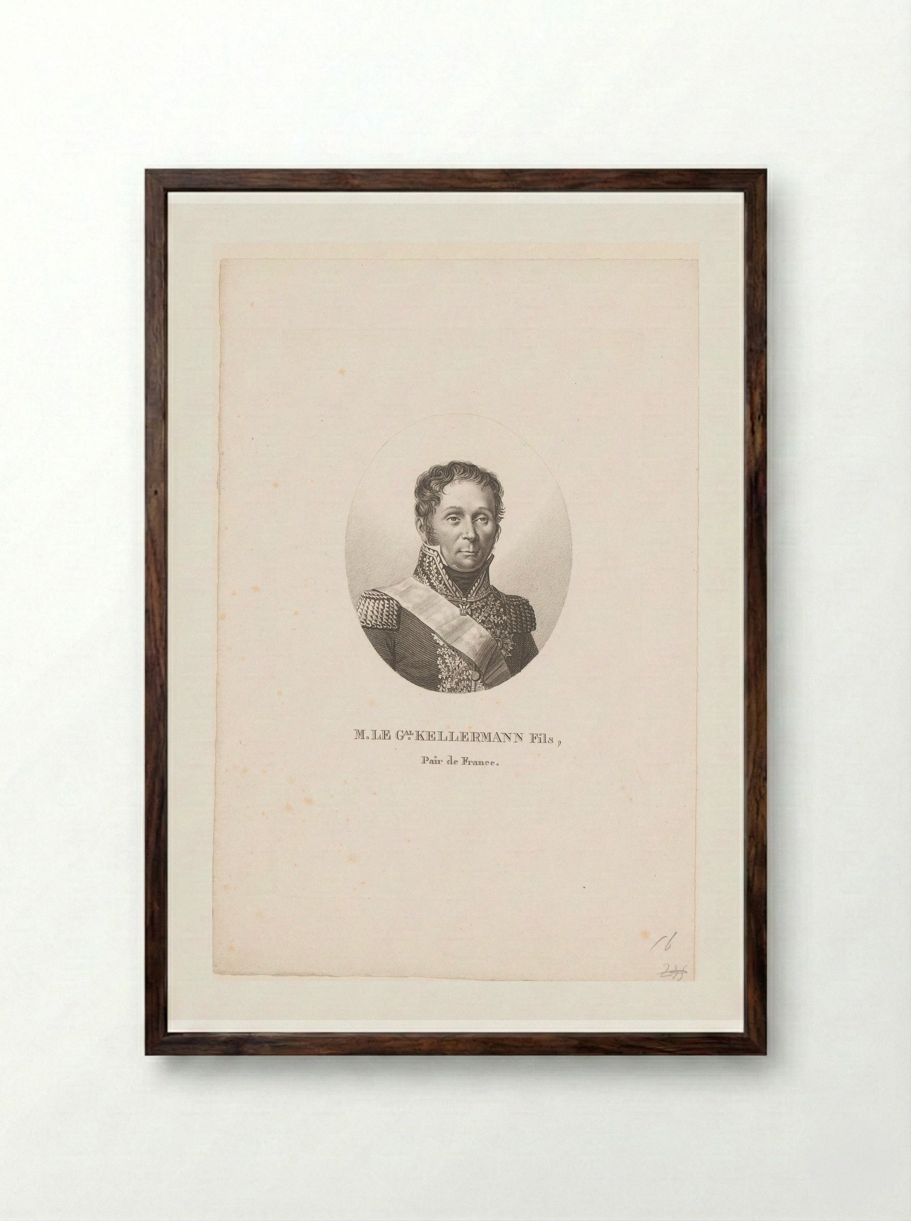 Portret van François Etienne de Kellermann - Ambroise Tardieu - Framed Print Dark Wood