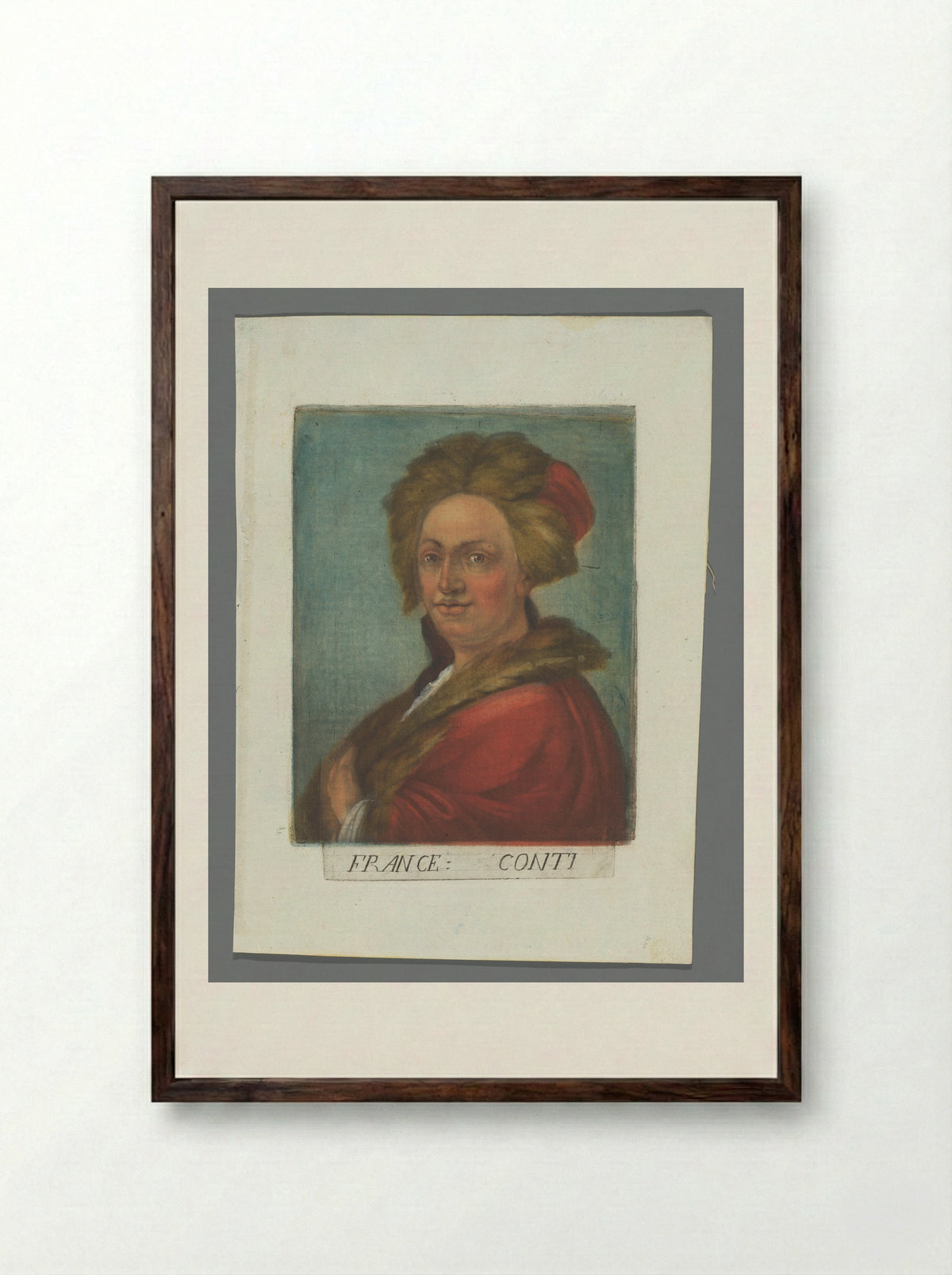 Portret van Francesco Conti - Carlo Lasinio - Framed Print Dark Wood
