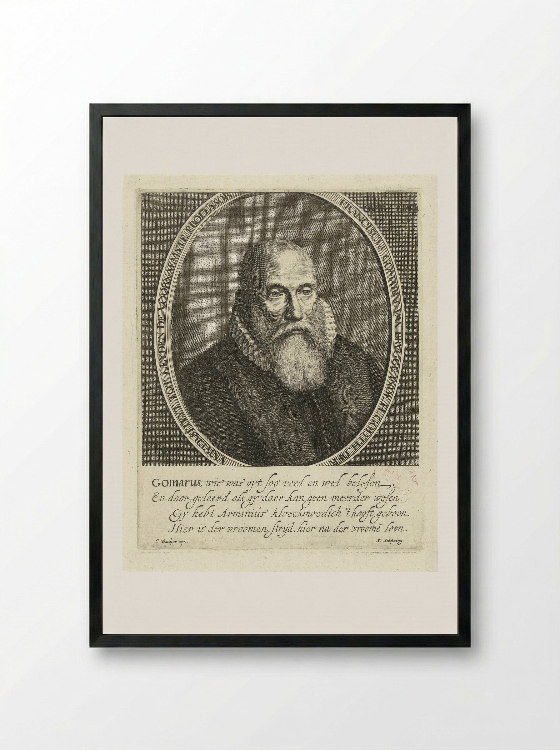 Portret van Franciscus Gomarus - Cornelis Koning - Framed Print Black