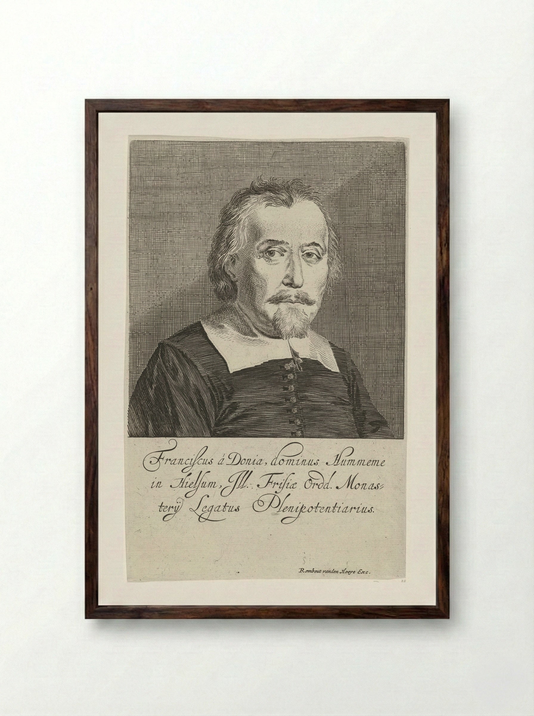 Portret van Frans van Donia - Pieter Nolpe - Framed Print Dark Wood