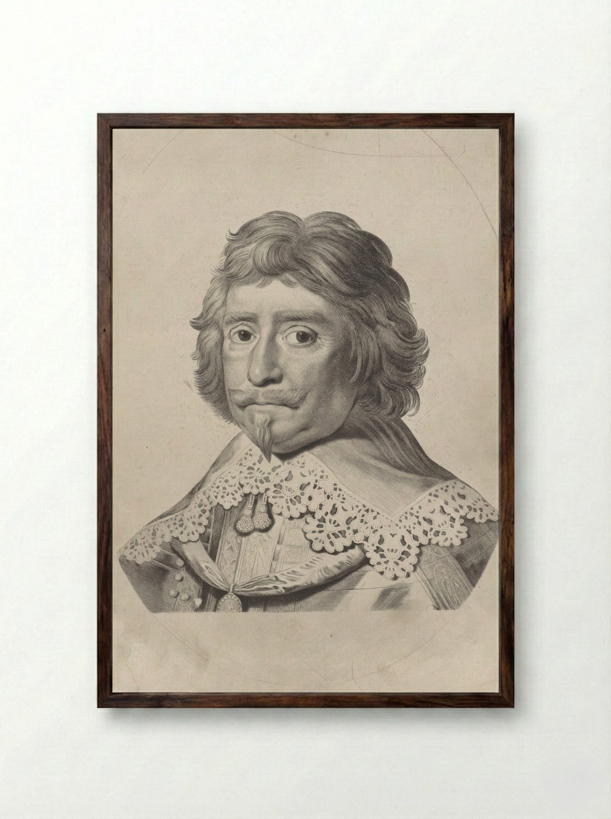 Portret van Frederik Hendrik, prins van Oranje-Nassau - Jonas Suyderhoef - Framed Print Dark Wood