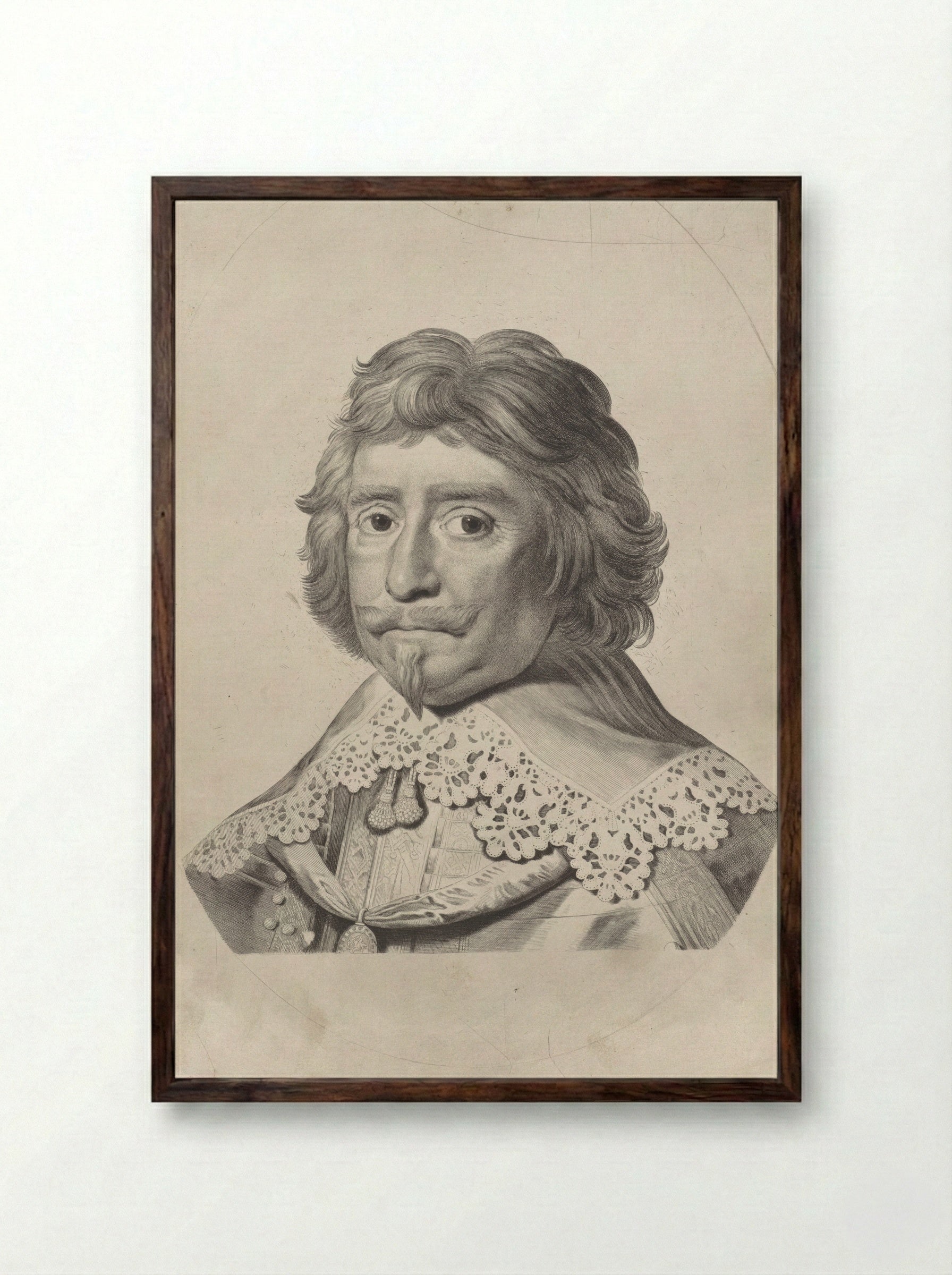 Portret van Frederik Hendrik, prins van Oranje-Nassau - Jonas Suyderhoef - Framed Print Dark Wood