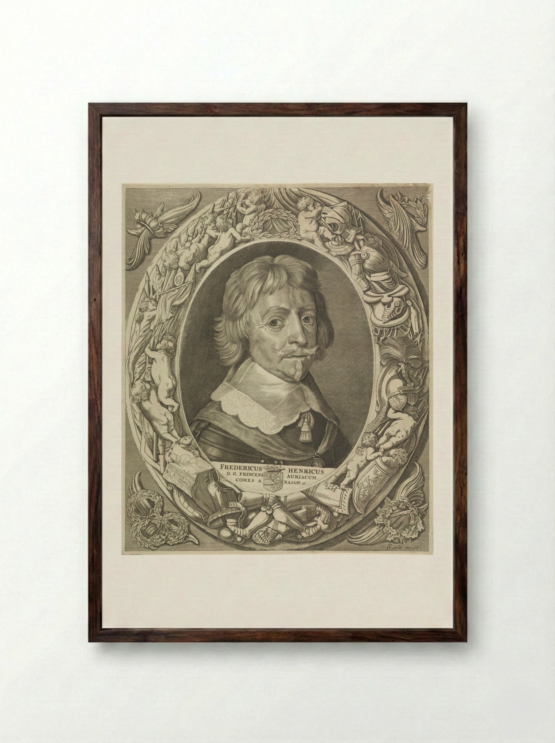 Portret van Frederik Hendrik, prins van Oranje - Jan Brouwer - Framed Print Dark Wood
