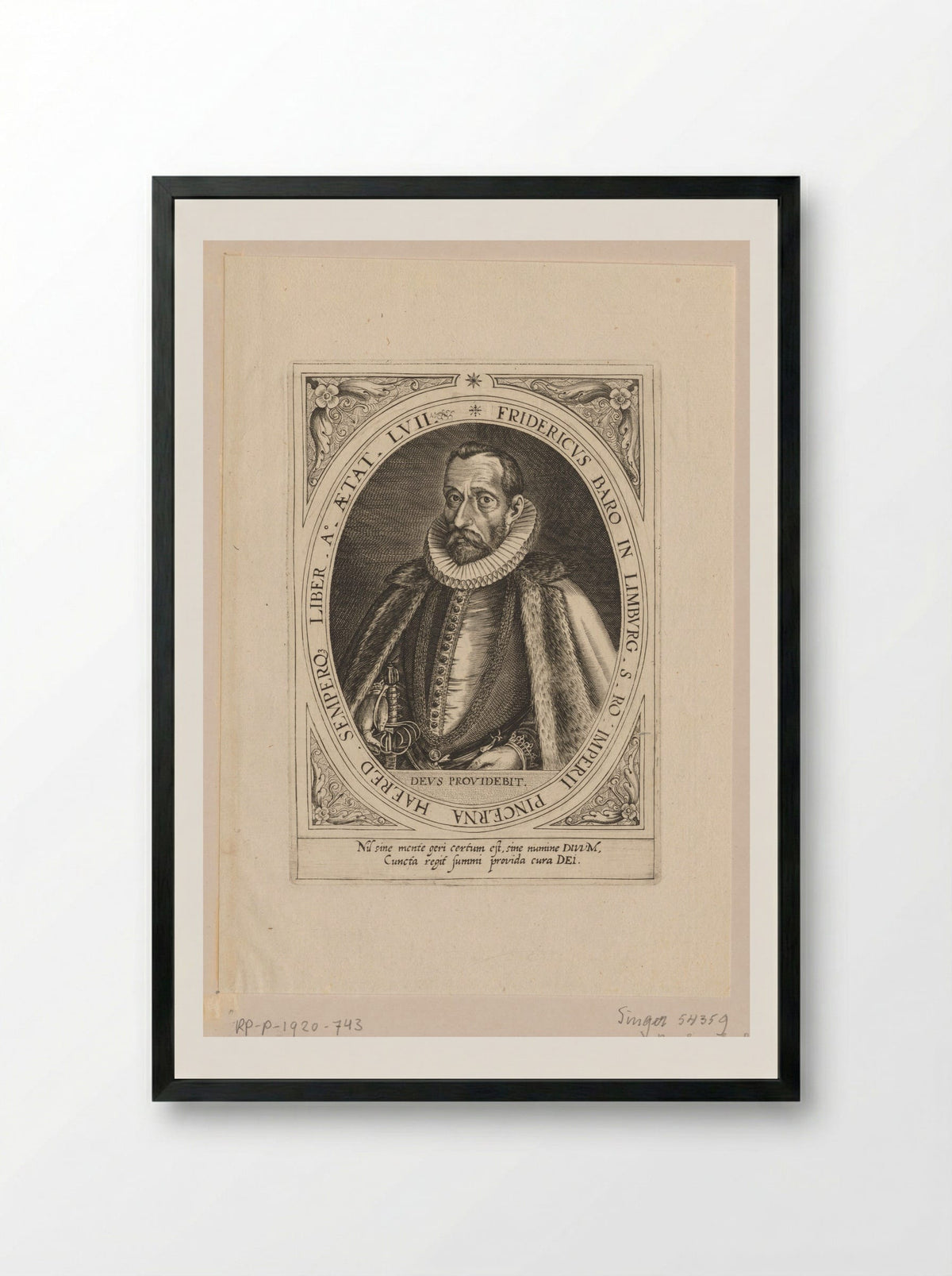 Portret van Frederik, baron van Limburg op 57-jarige leeftijd - Dominicus Custos - Framed Print Black