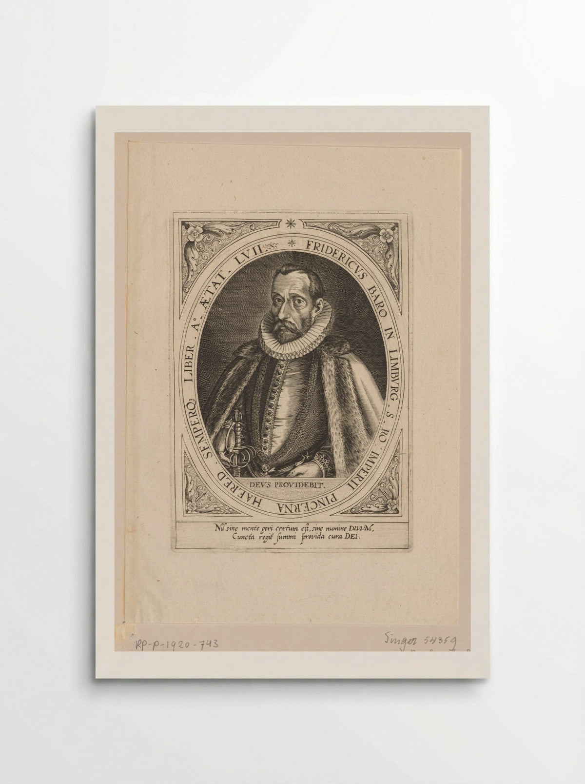 Portret van Frederik, baron van Limburg op 57-jarige leeftijd - Dominicus Custos - Poster