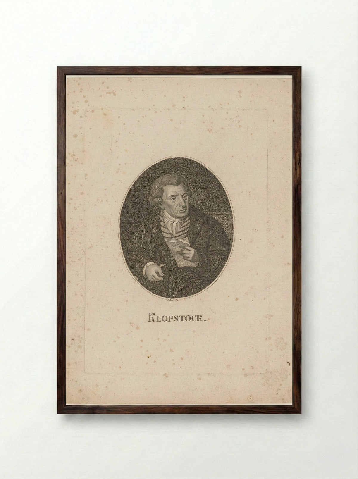 Portret van Friedrich Gottlieb Klopstock - Johann Friedrich August Clar - Framed Print Dark Wood