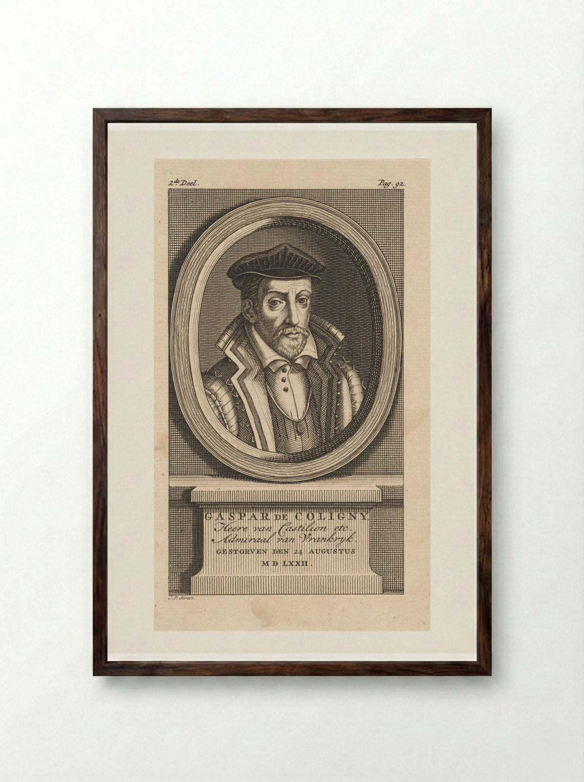 Portret van Gaspard de Coligny - Jan Punt - Framed Print Dark Wood