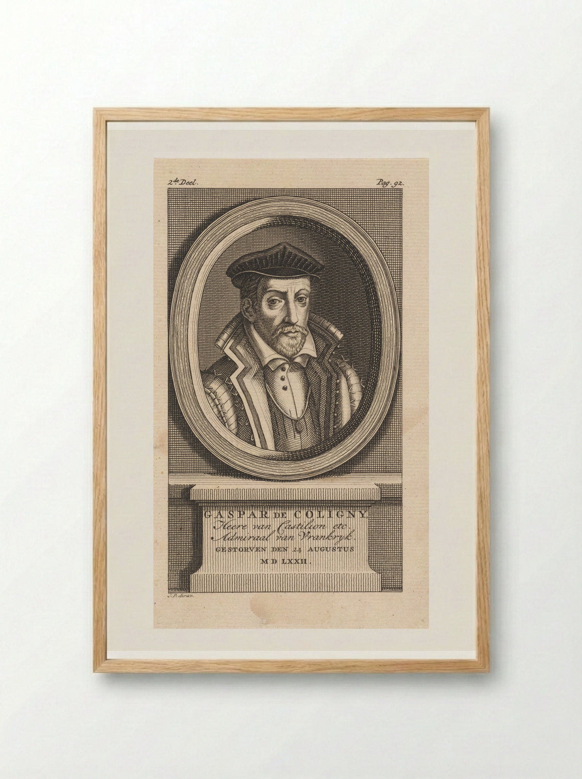 Portret van Gaspard de Coligny - Jan Punt - Framed Print Wood