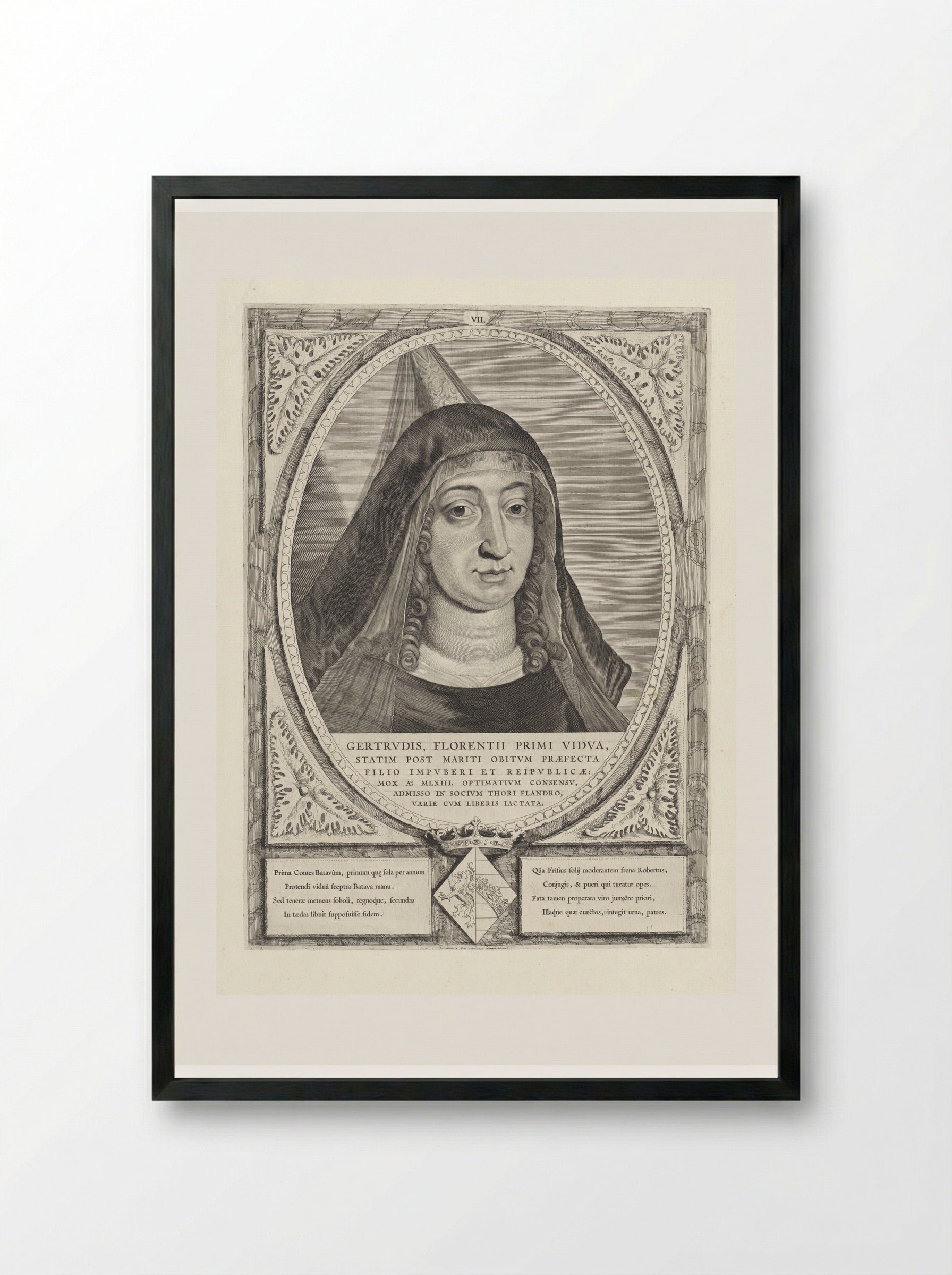 Portret van Geertruida van Saksen - Cornelis Visscher (II) - Framed Print Black