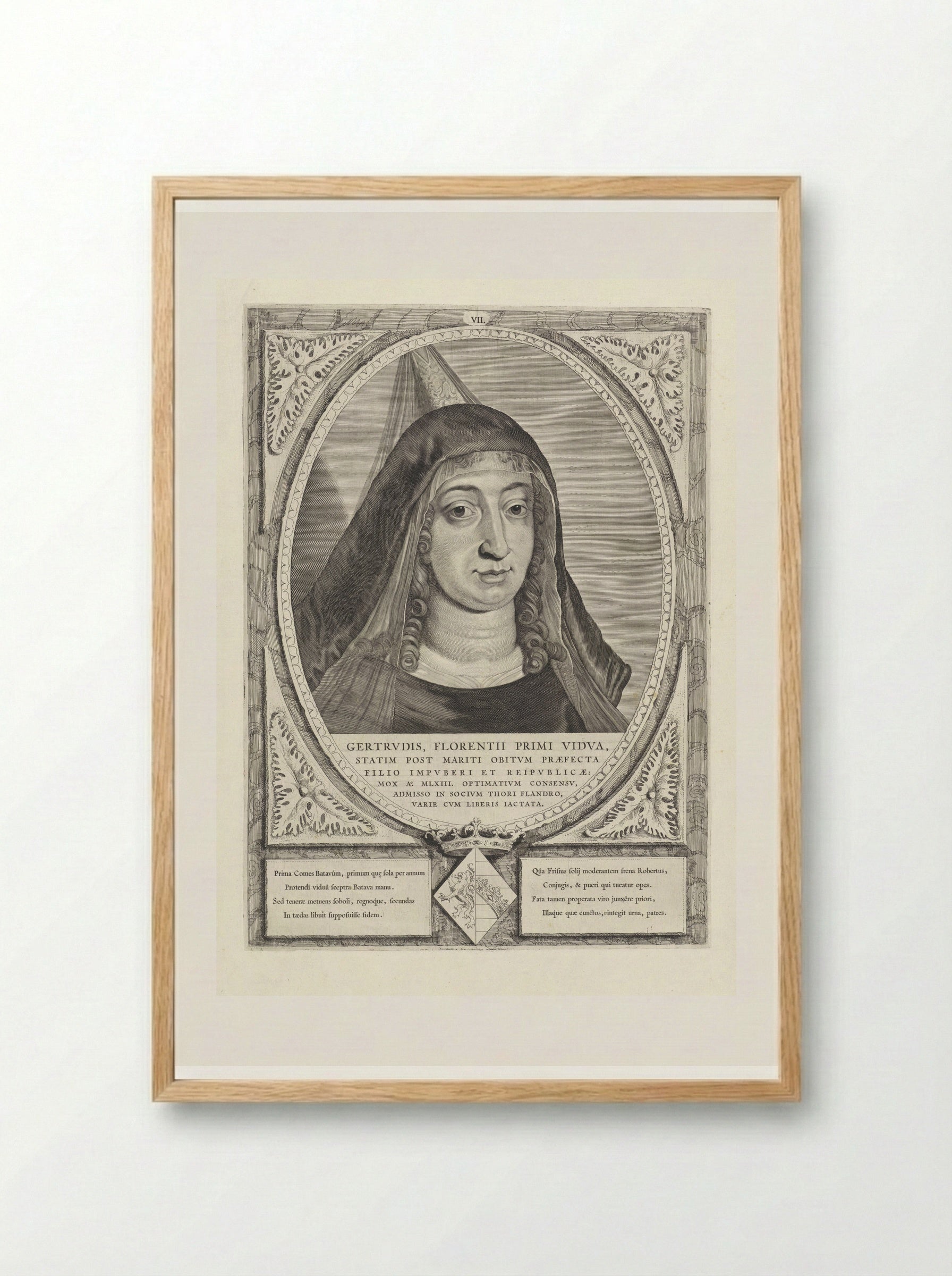 Portret van Geertruida van Saksen - Cornelis Visscher (II) - Framed Print Wood
