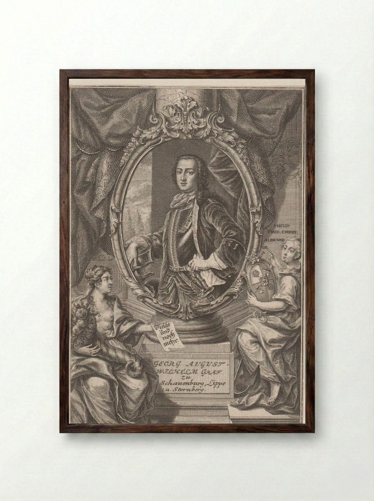 Portret van Georg August Wilhelm, Erbgraf zu Schaumburg-Lippe - Martin Tyroff - Framed Print Dark Wood