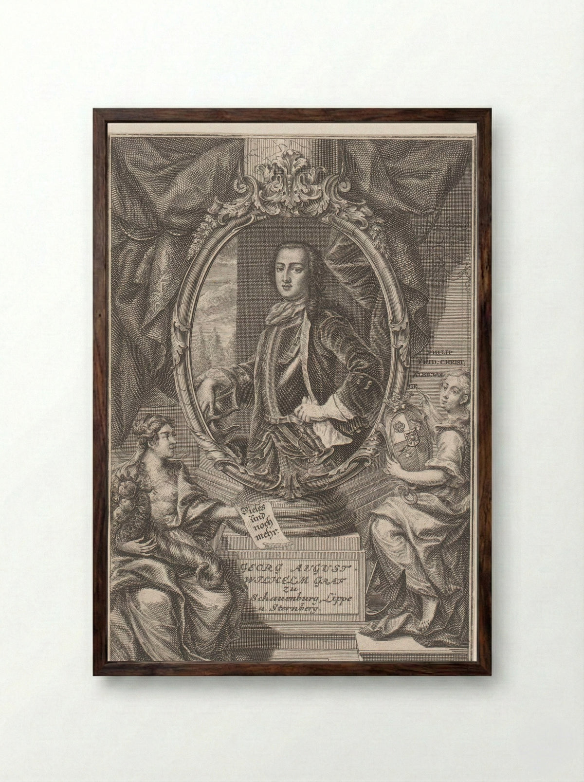 Portret van Georg August Wilhelm, Erbgraf zu Schaumburg-Lippe - Martin Tyroff - Framed Print Dark Wood