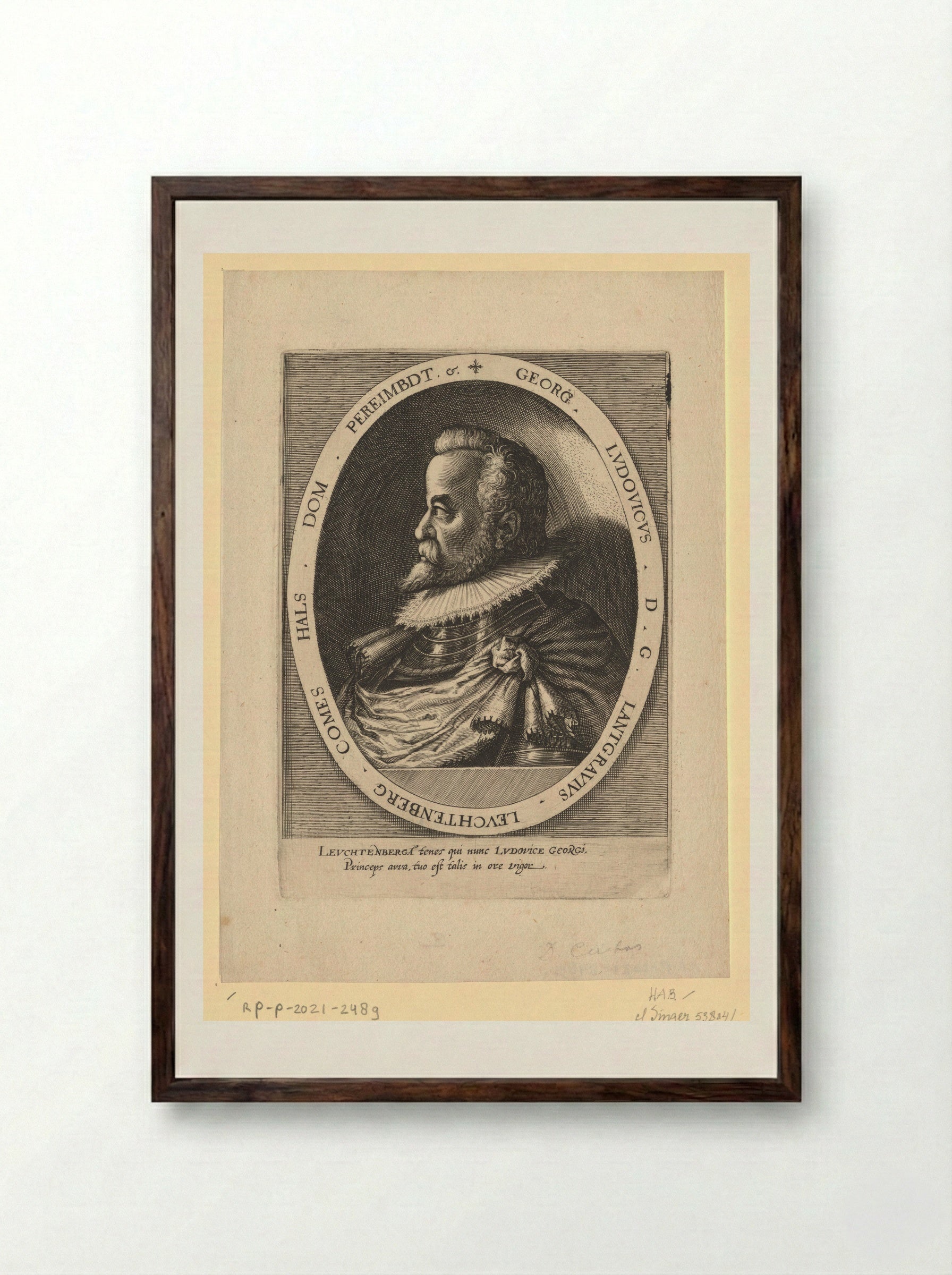 Portret van Georg Ludwig, graaf van Leuchtenberg - Dominicus Custos - Framed Print Dark Wood