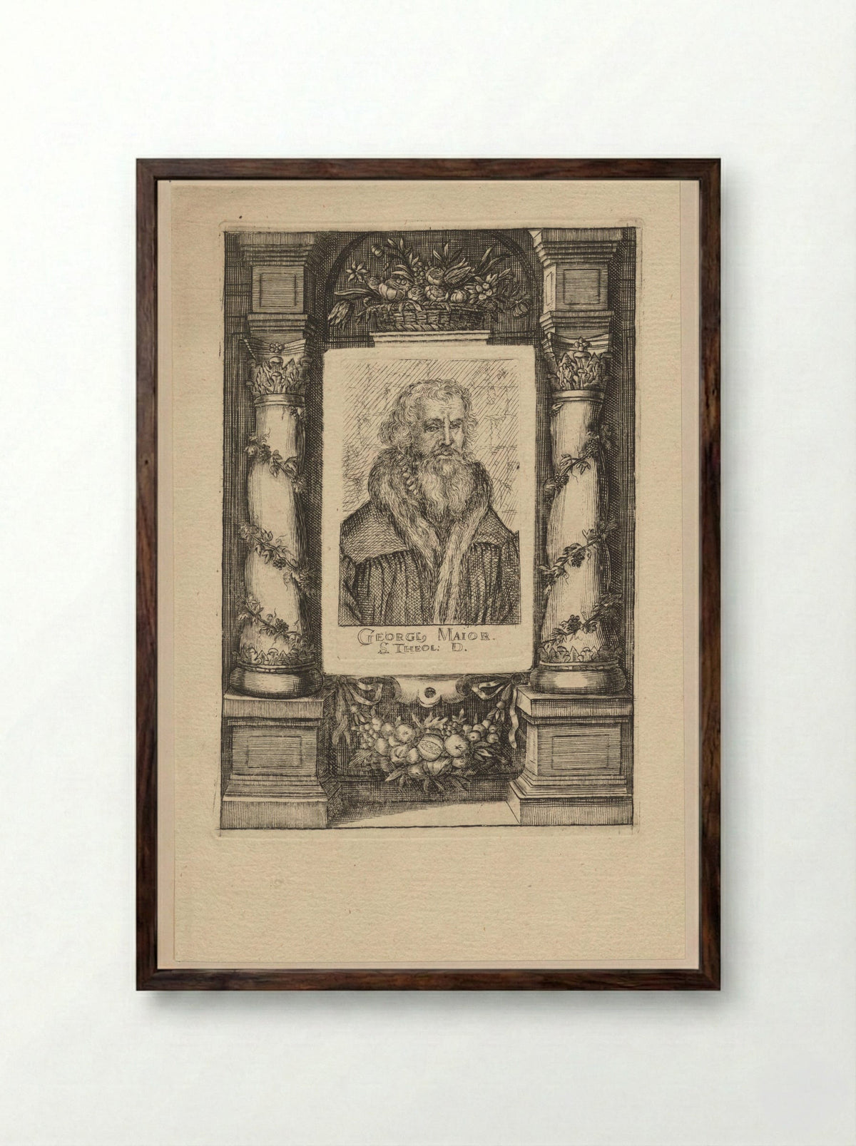 Portret van Georg Major - Nicolaus Häublin - Framed Print Dark Wood