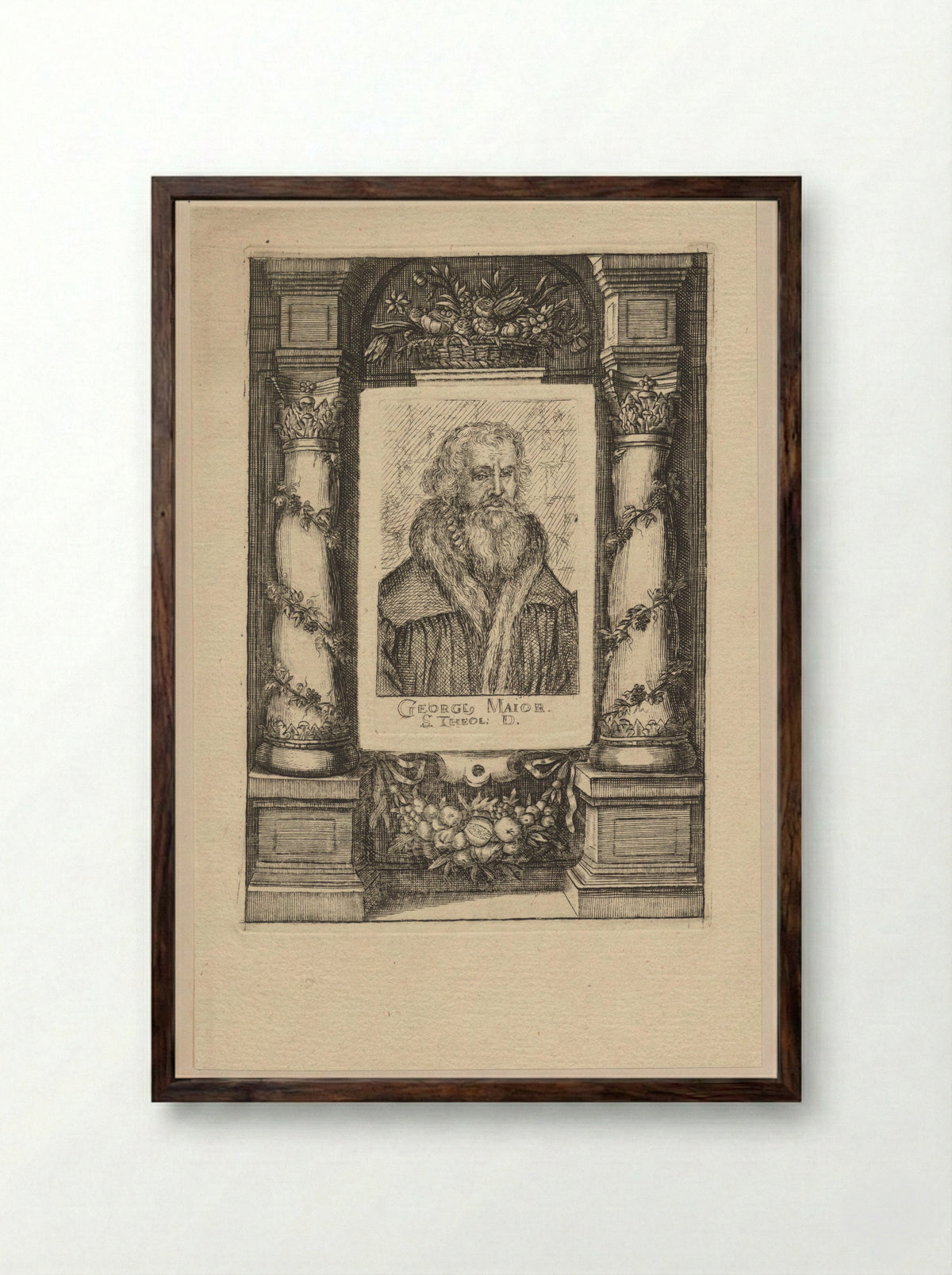 Portret van Georg Major - Nicolaus Häublin - Framed Print Dark Wood
