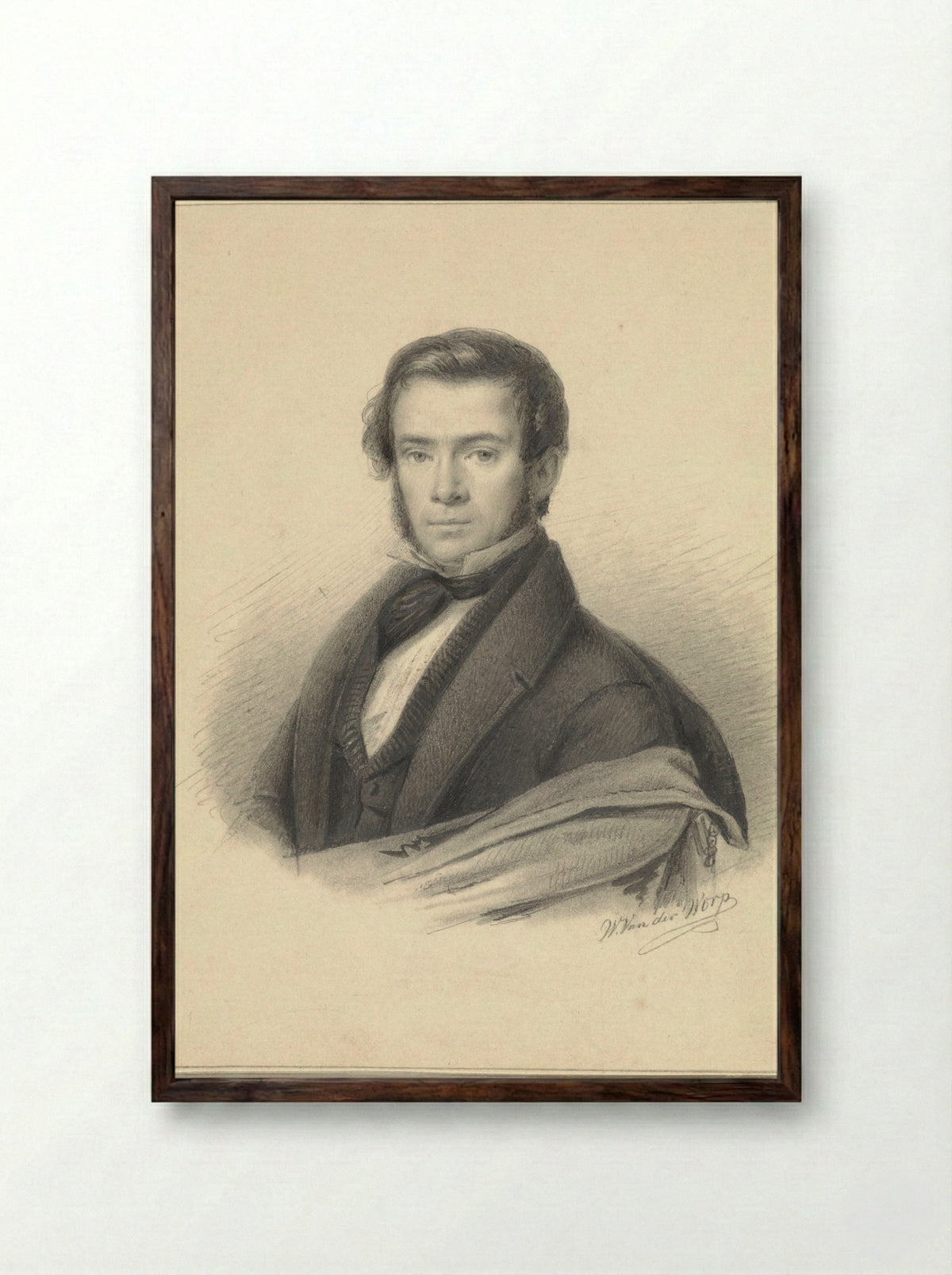 Portret van George Gillis Haanen - Willem van der Worp - Framed Print Dark Wood