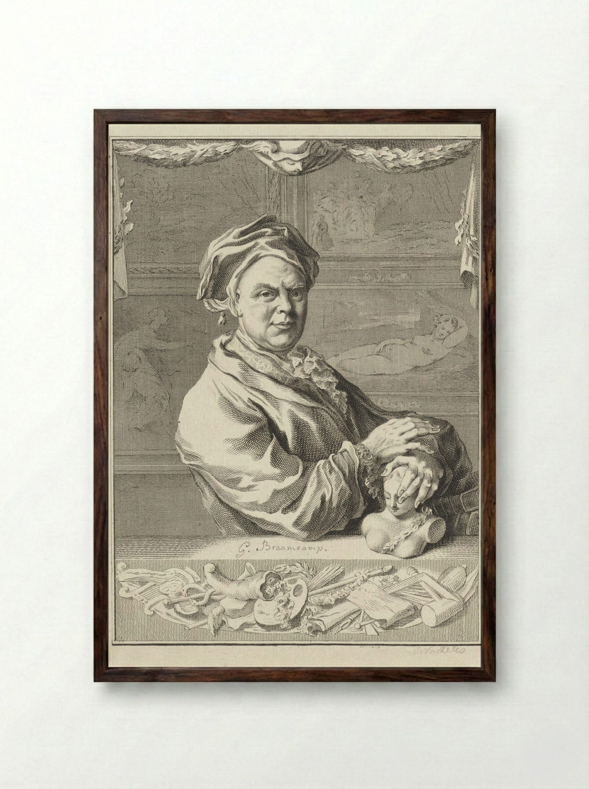 Portret van Gerrit Braamcamp - Reinier Vinkeles (I) - Framed Print Dark Wood