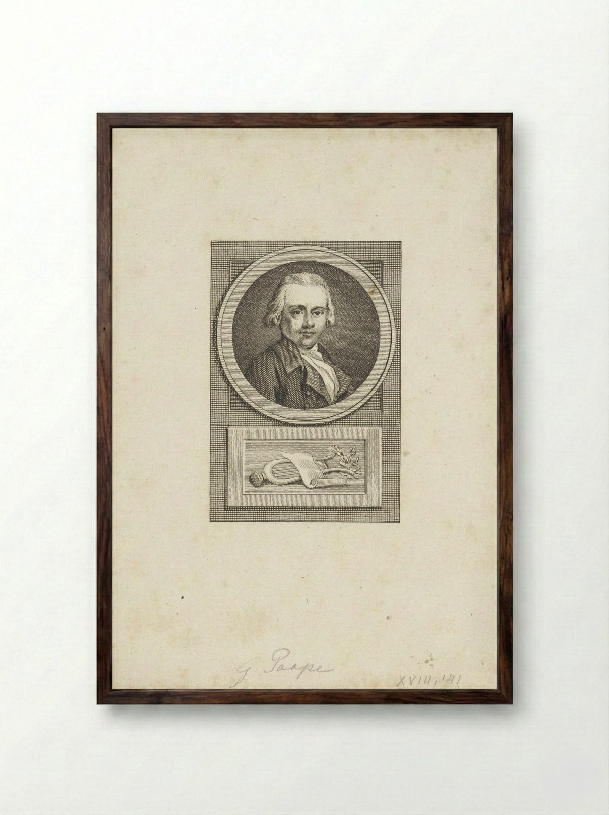 Portret van Gerrit Paape - Reinier Vinkeles (I) - Framed Print Dark Wood