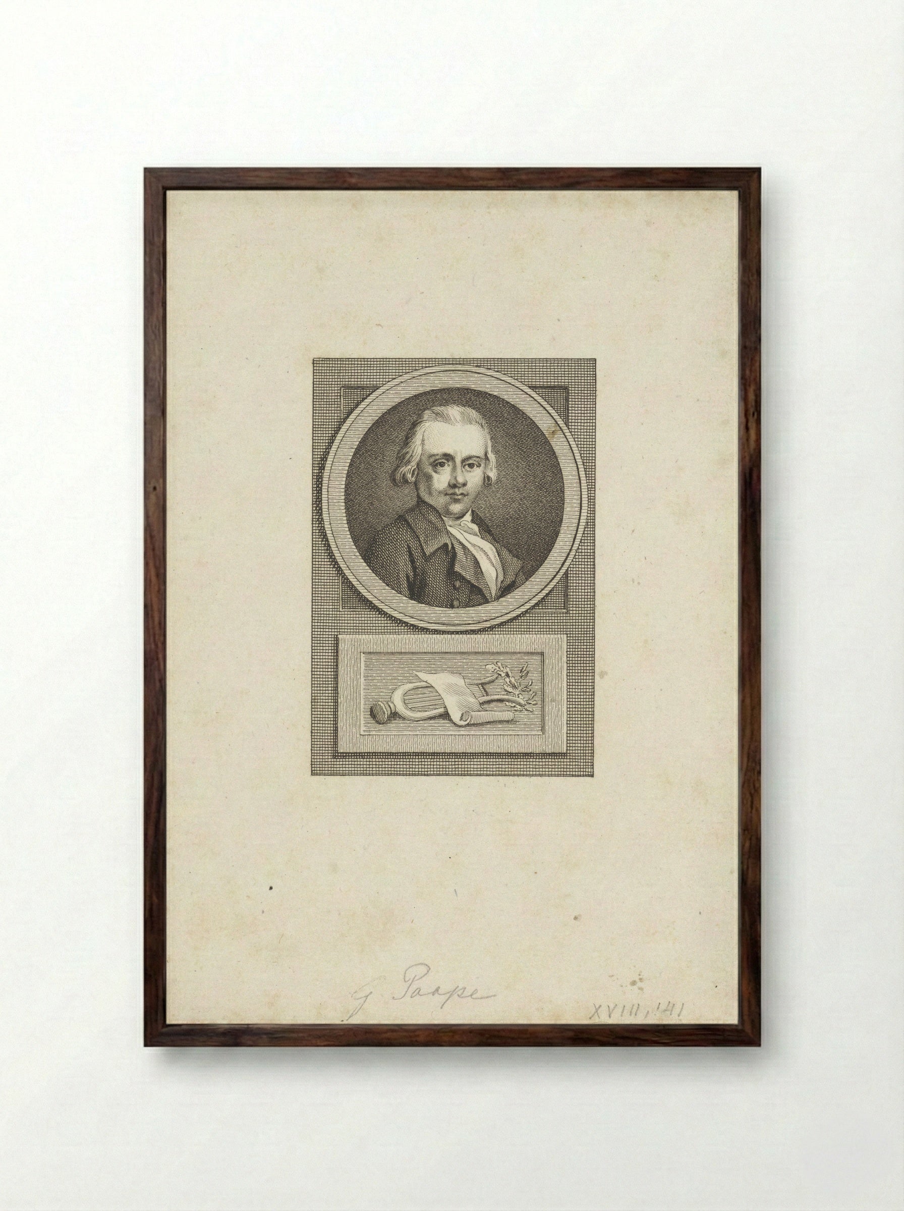 Portret van Gerrit Paape - Reinier Vinkeles (I) - Framed Print Dark Wood