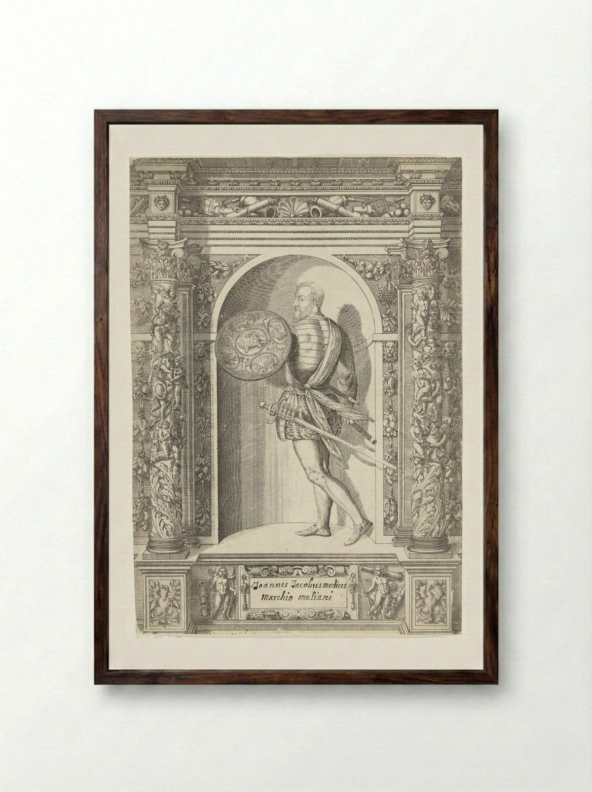 Portret van Gian Giacomo de Medici - Dominicus Custos - Framed Print Dark Wood
