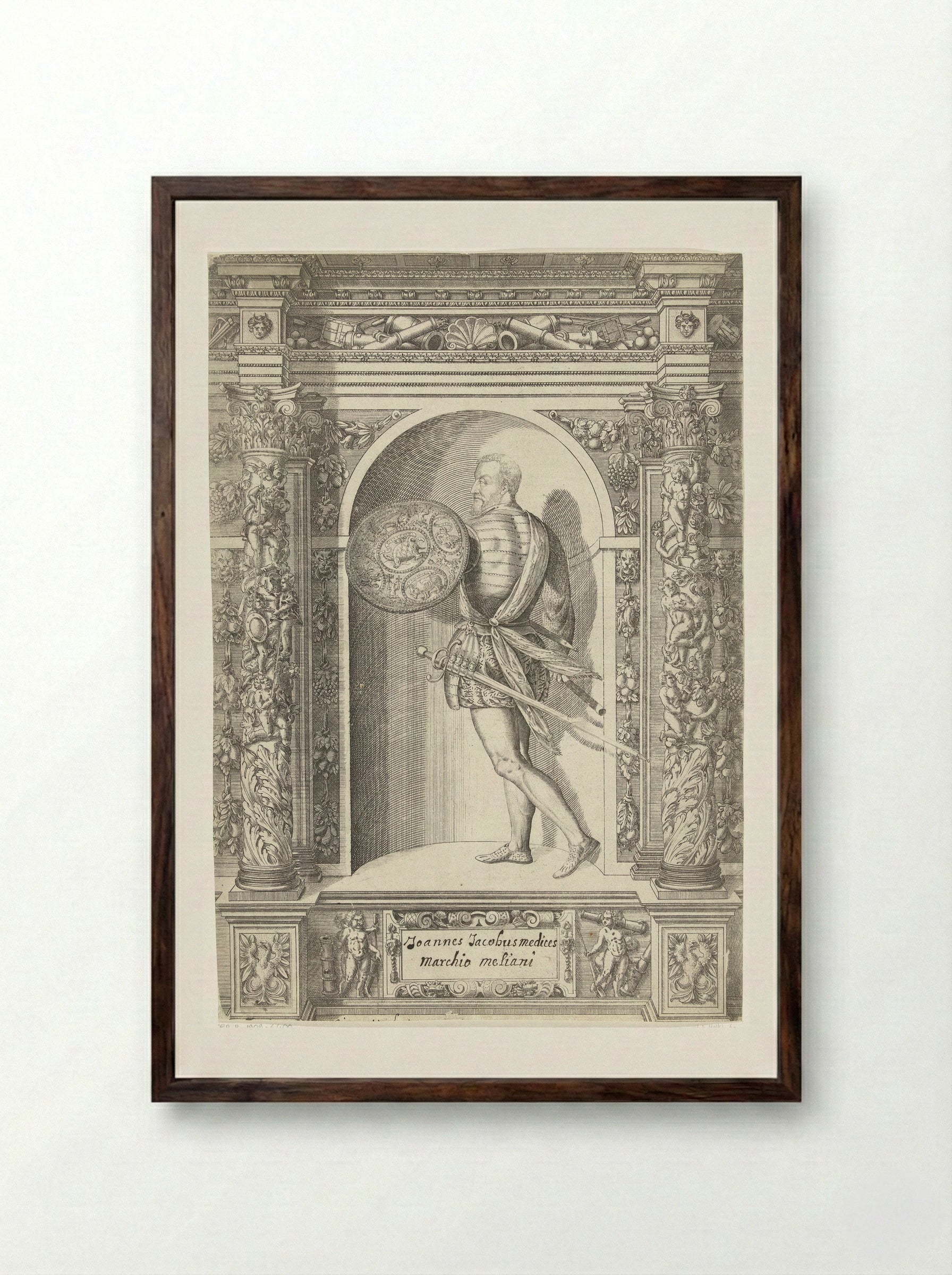Portret van Gian Giacomo de Medici - Dominicus Custos - Framed Print Dark Wood