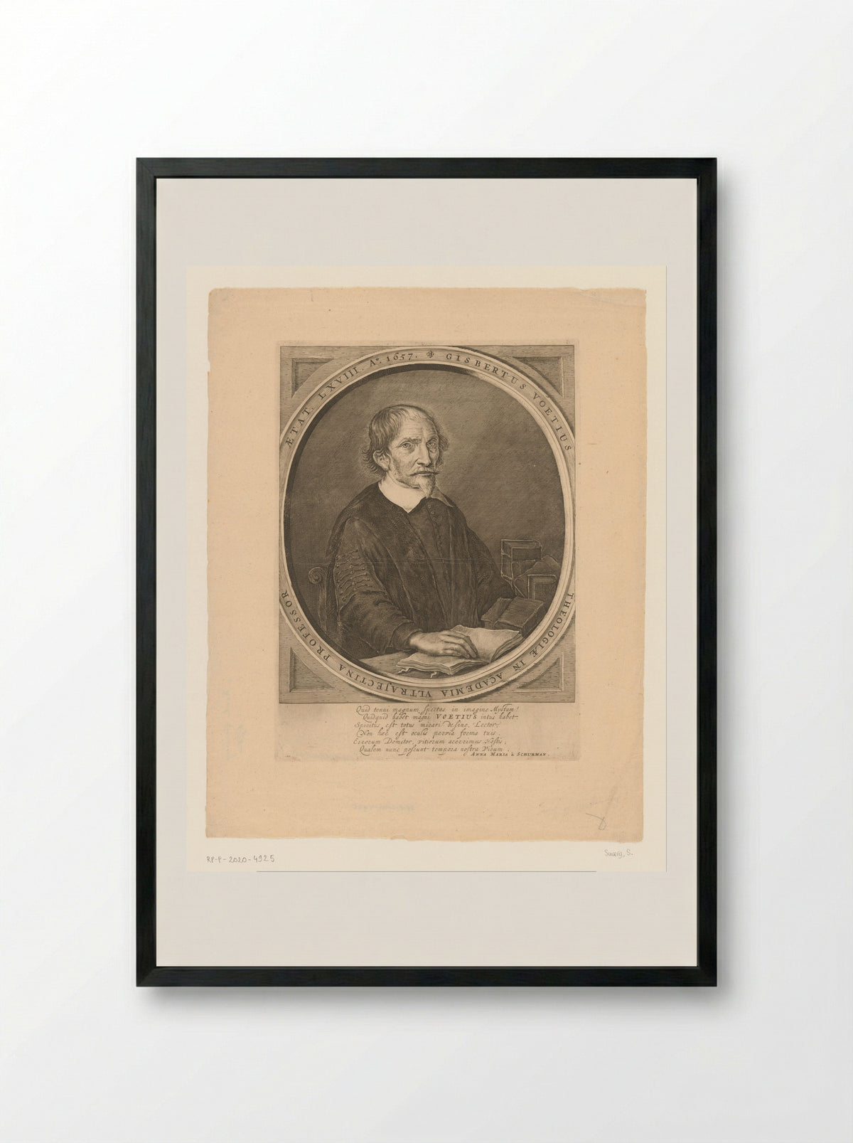 Portret van Gijsbert Voet op 68-jarige leeftijd - Salomon Savery - Framed Print Black