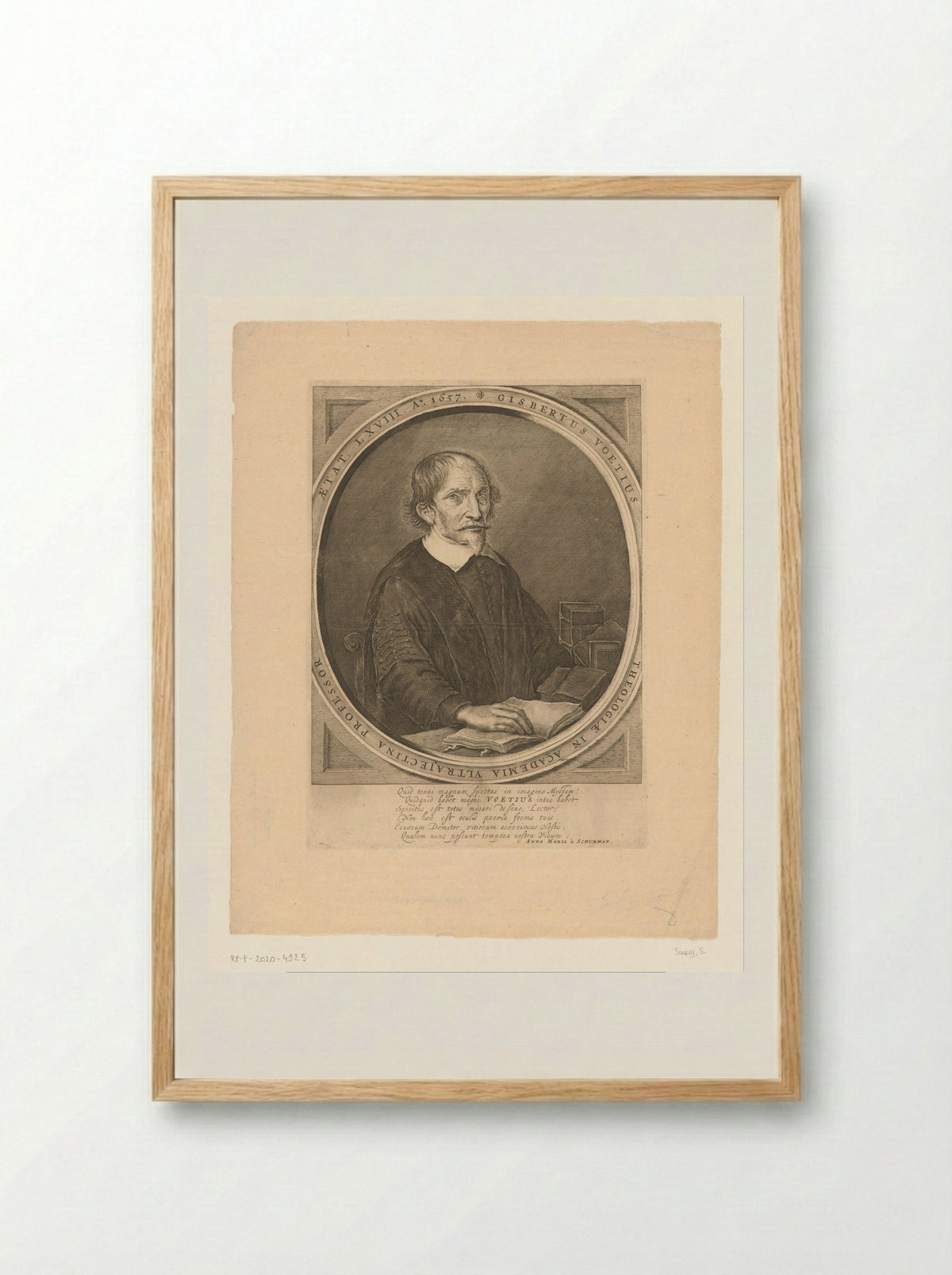 Portret van Gijsbert Voet op 68-jarige leeftijd - Salomon Savery - Framed Print Wood