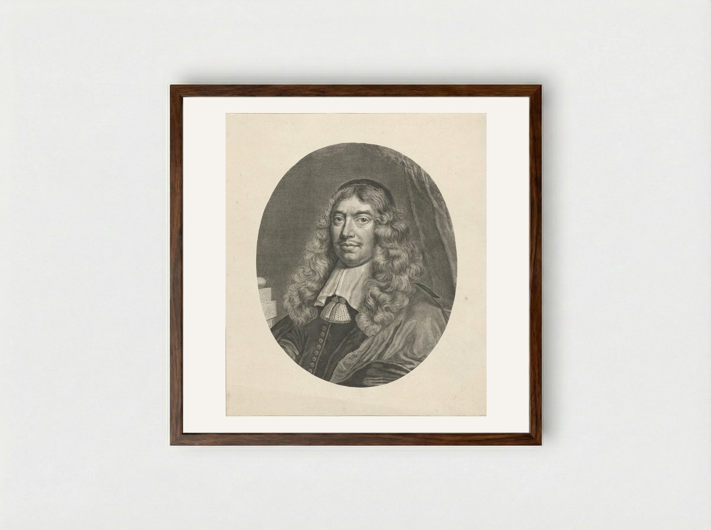 Portret van Gillis Valckenier op 50-jarige leeftijd - Theodor Matham - Framed Print Dark Wood