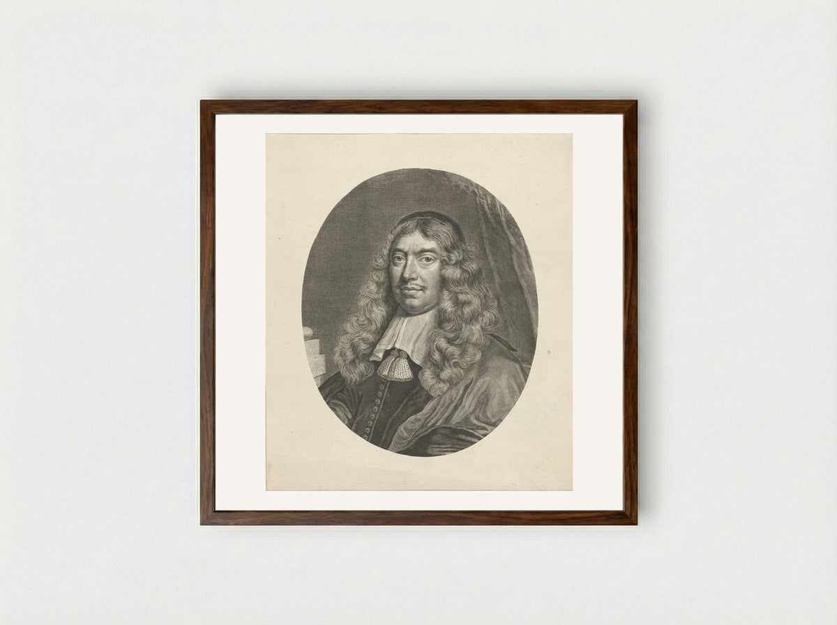 Portret van Gillis Valckenier op 50-jarige leeftijd - Theodor Matham - Framed Print Dark Wood