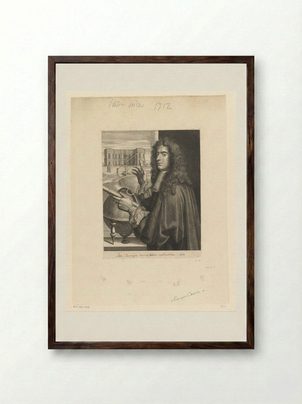 Portret van Giovanni Domenico Cassini - Louis Cossin - Framed Print Dark Wood