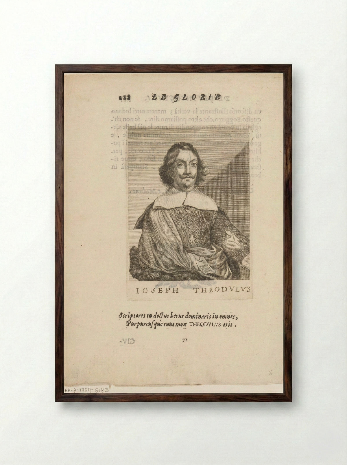 Portret van Giuseppe Teodoli - Francesco Valvasense - Framed Print Dark Wood