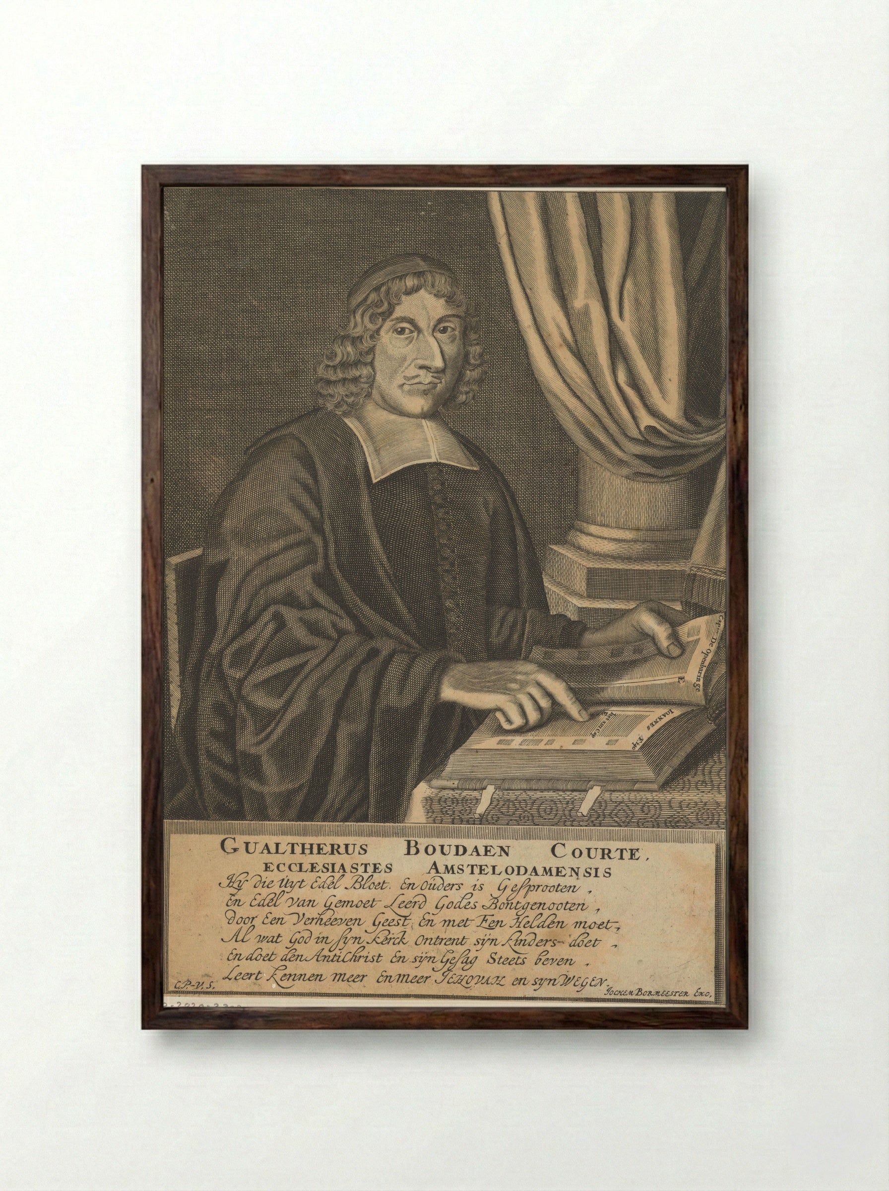 Portret van Gualtherus Boudaen Courten - Jan Veenhuysen - Framed Print Dark Wood