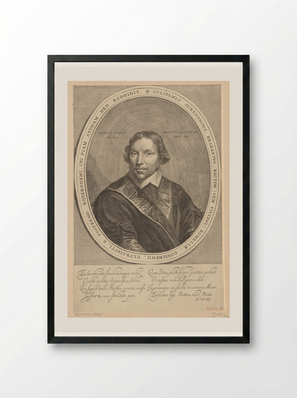 Portret van Guilielmus Surendonck - Theodor Matham - Framed Print Black