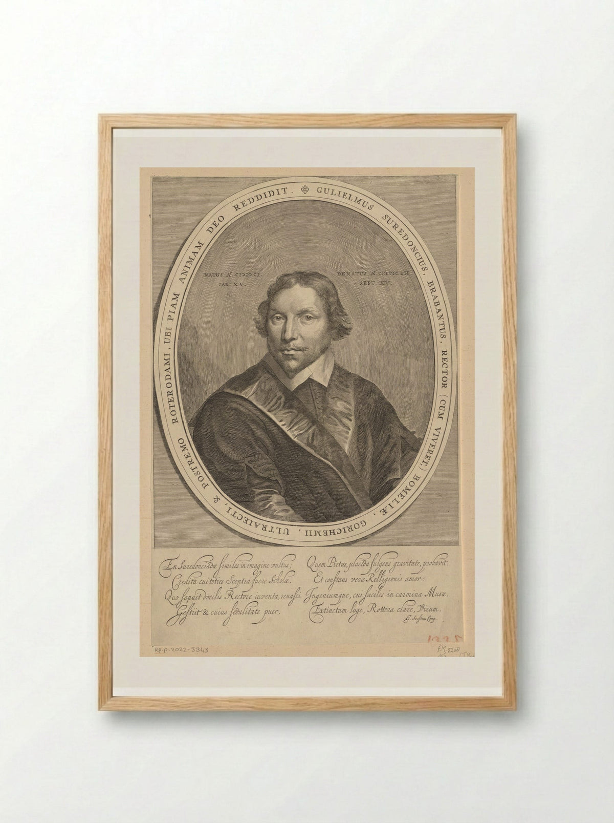 Portret van Guilielmus Surendonck - Theodor Matham - Framed Print Wood