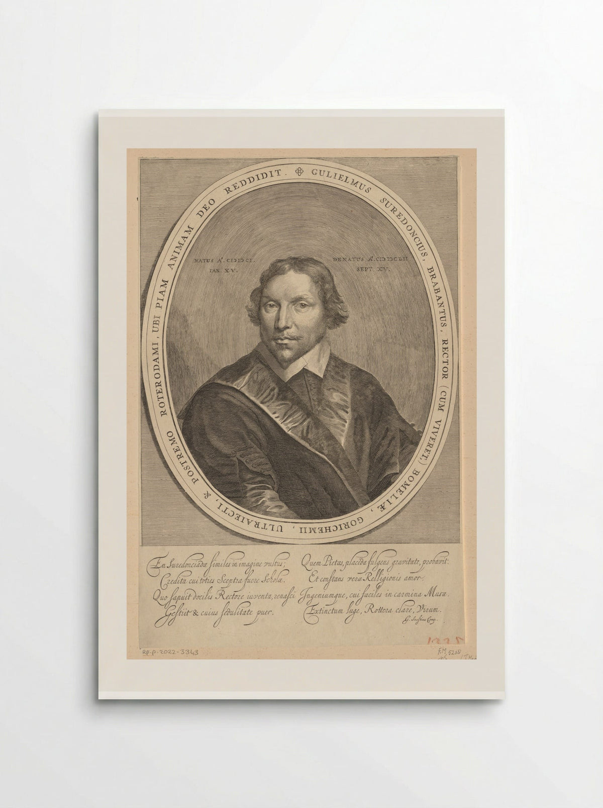 Portret van Guilielmus Surendonck - Theodor Matham - Poster
