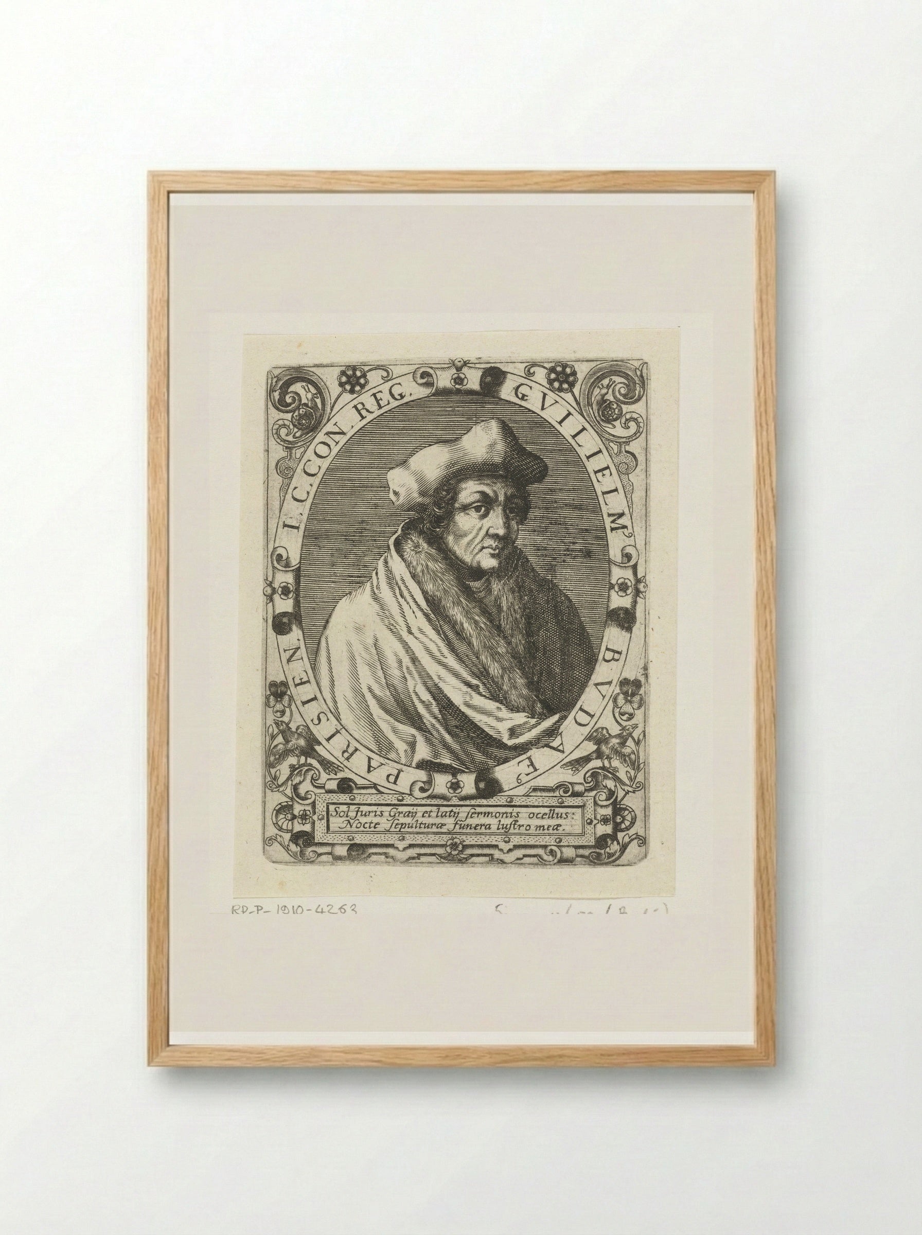 Portret van Guillaume Budé - Theodor de Bry - Framed Print Wood