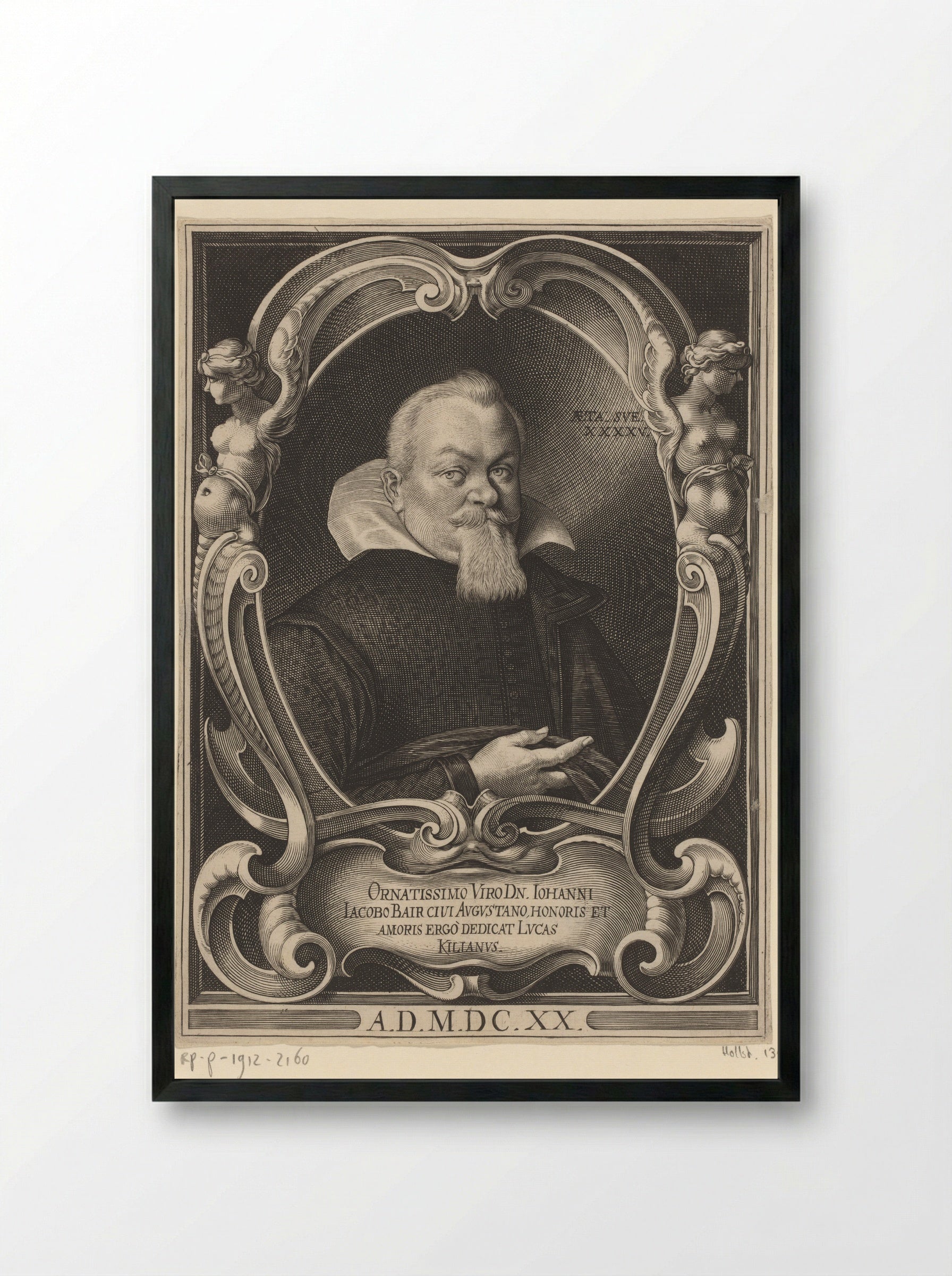 Portret van Hans Jacob Bair op 45-jarige leeftijd - Lucas Kilian - Framed Print Black