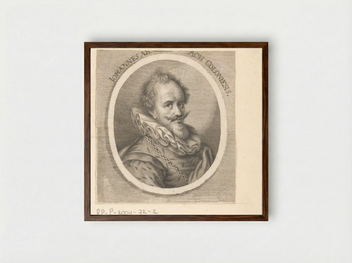 Portret van Hans van Aken - Johann Georg Waldreich - Framed Print Dark Wood