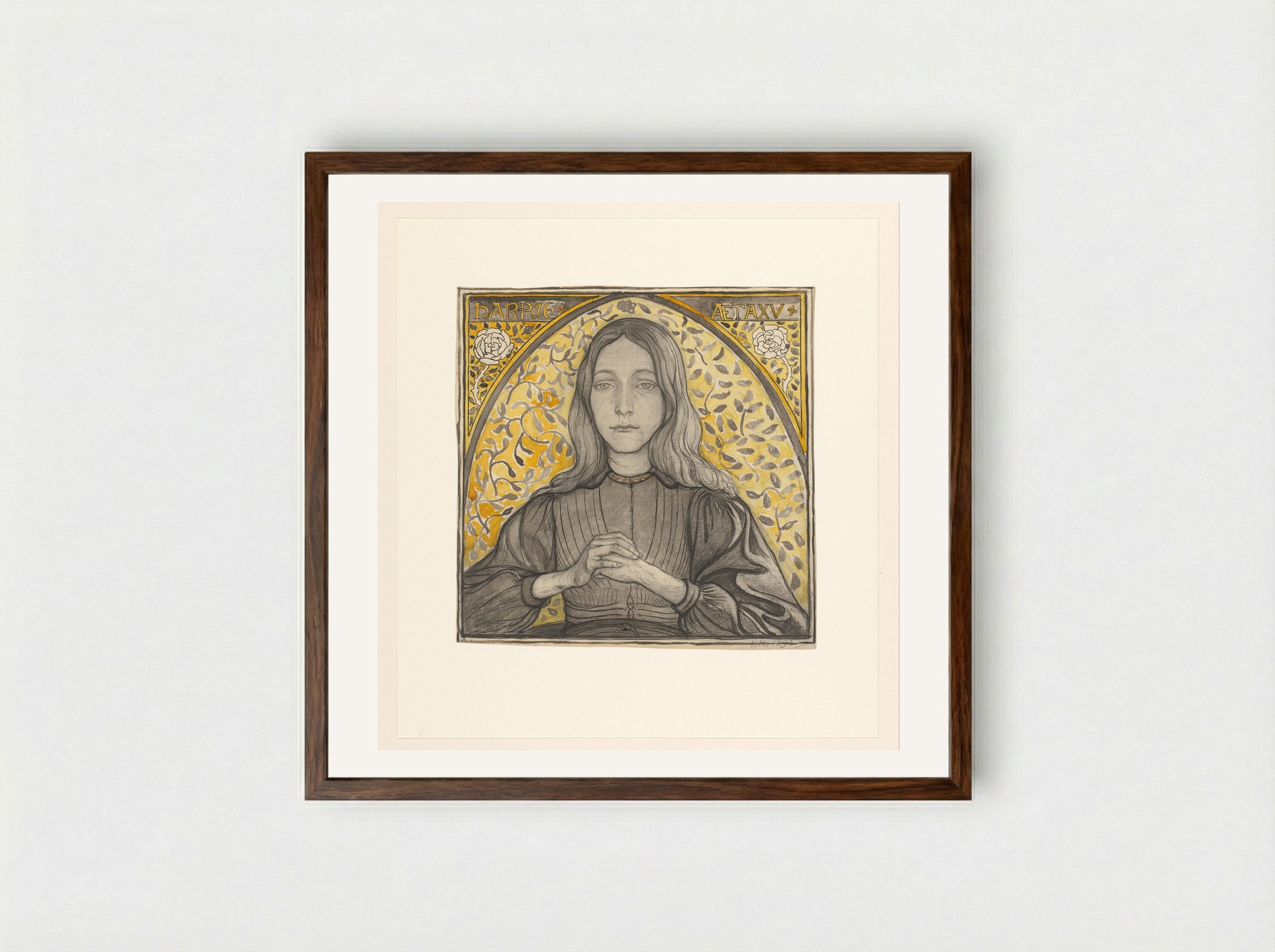 Portret van Harpje, oud vijftien jaar - Richard Nicolaüs Roland Holst - Framed Print Dark Wood