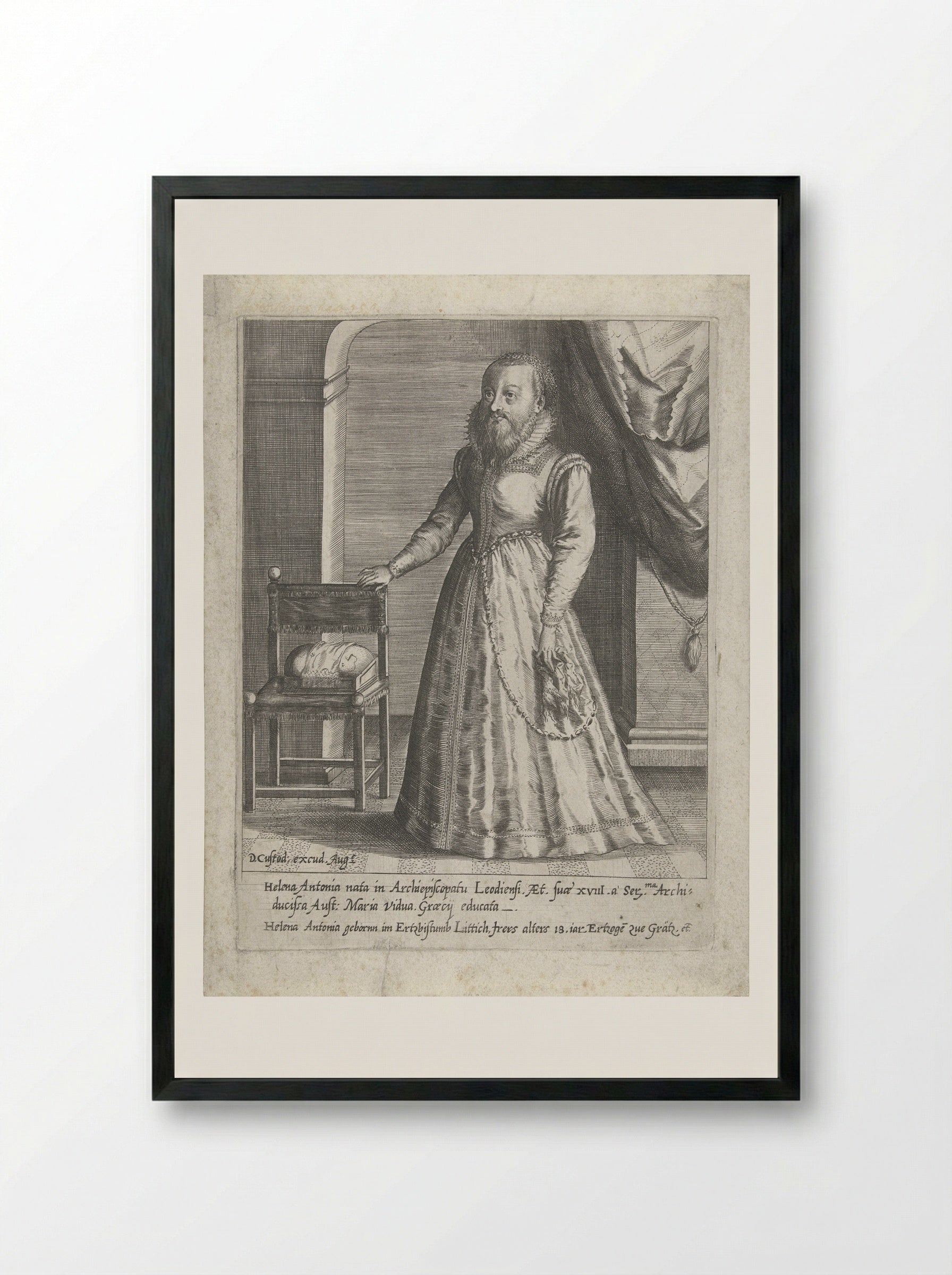 Portret van Helena Antonia, op 18-jarige leeftijd, met baard - Dominicus Custos - Framed Print Black