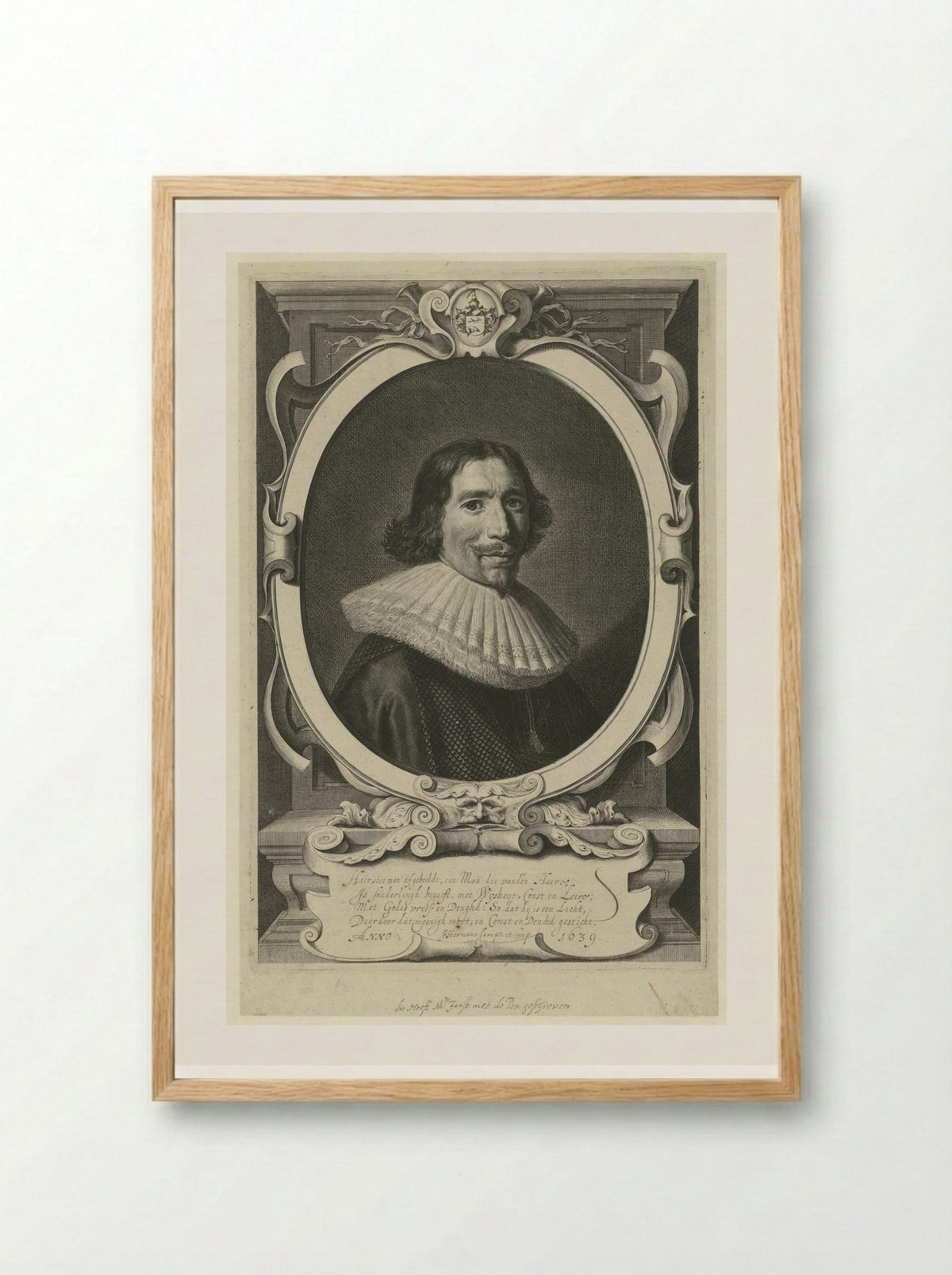 Portret van Hendrik Meurs - Theodor Matham - Framed Print Wood