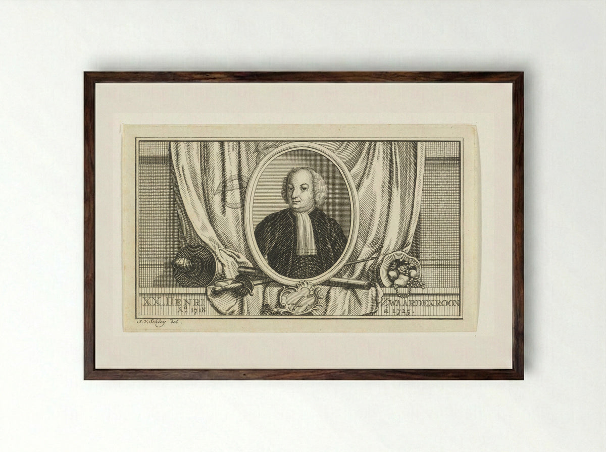 Portret van Hendrik Swaardecroon - Pieter de Hondt - Framed Print Dark Wood
