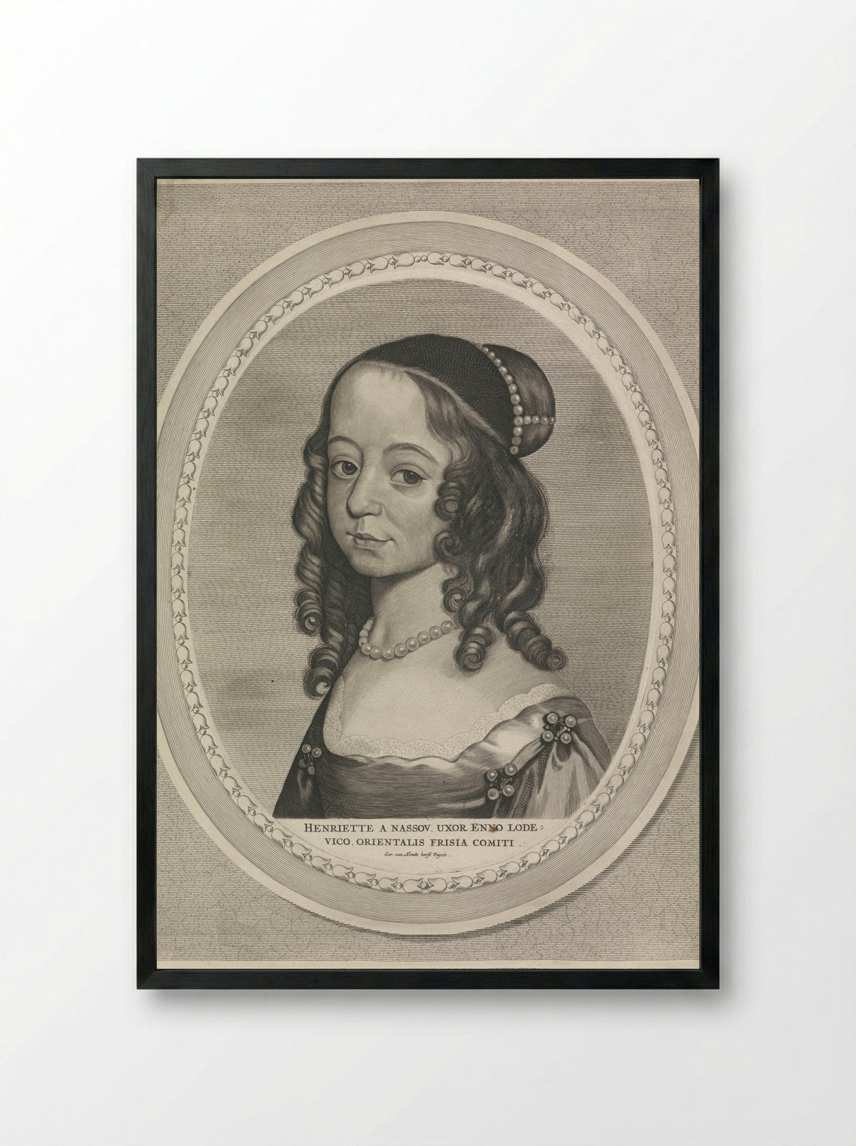 Portret van Henriëtte Catharina, prinses van Oranje - Jan Brouwer - Framed Print Black