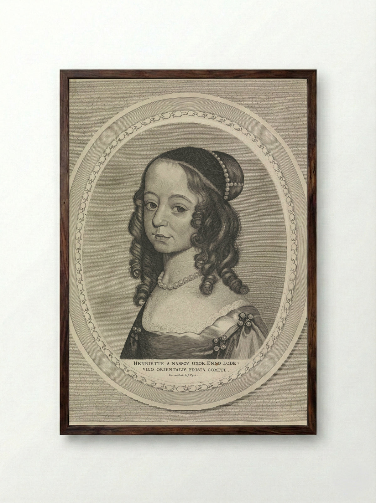 Portret van Henriëtte Catharina, prinses van Oranje - Jan Brouwer - Framed Print Dark Wood