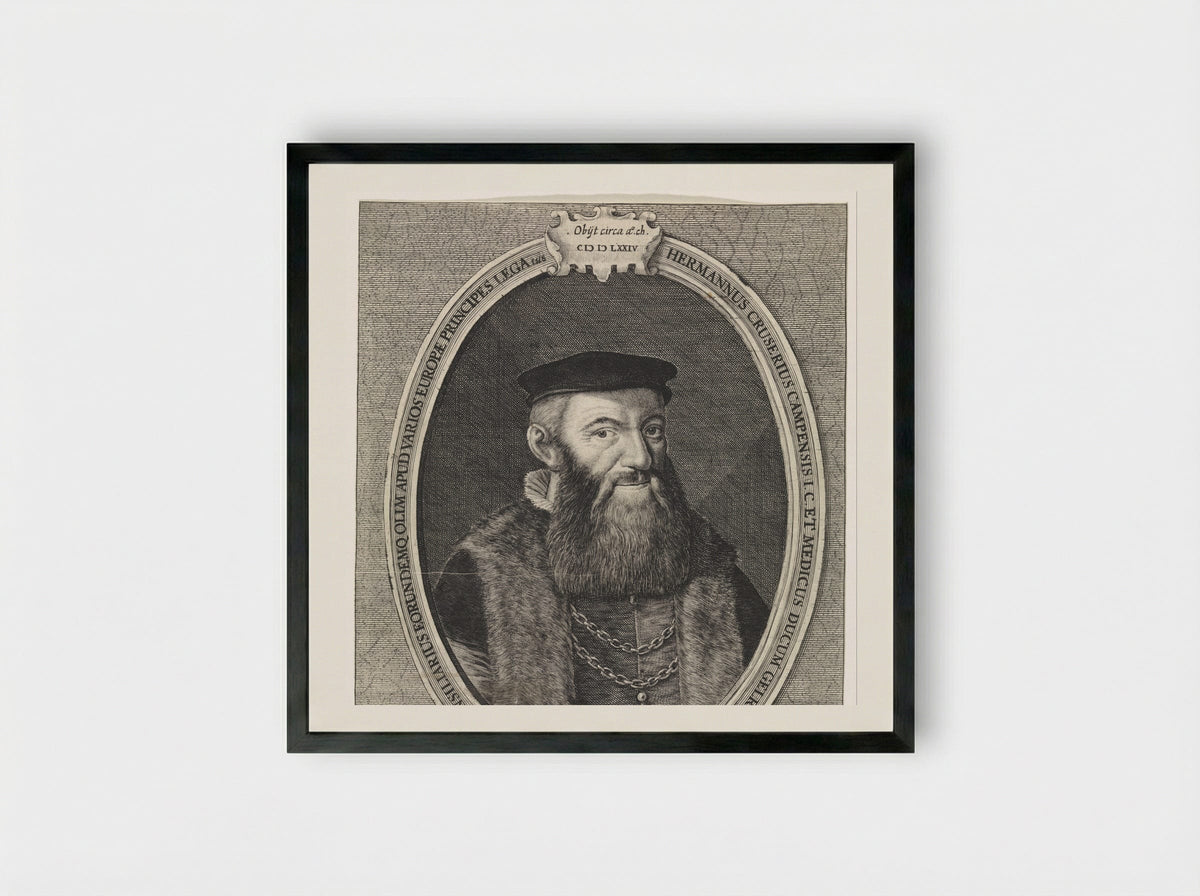 Portret van Herman Cruser - Crispijn van de Passe (II) - Framed Print Black