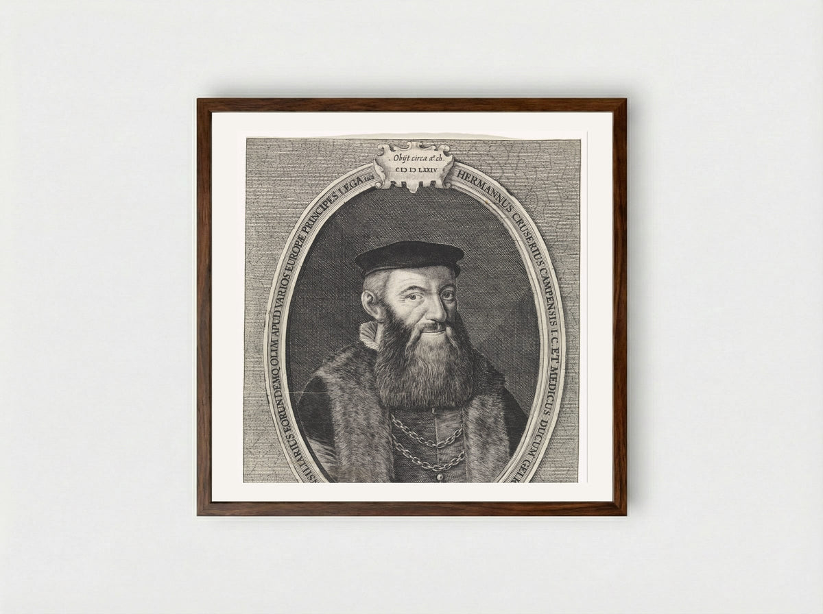 Portret van Herman Cruser - Crispijn van de Passe (II) - Framed Print Dark Wood