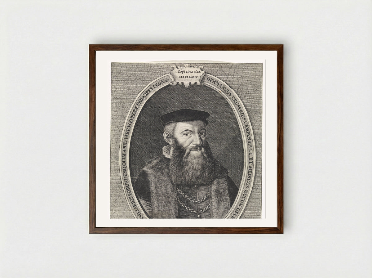 Portret van Herman Cruser - Crispijn van de Passe (II) - Framed Print Dark Wood