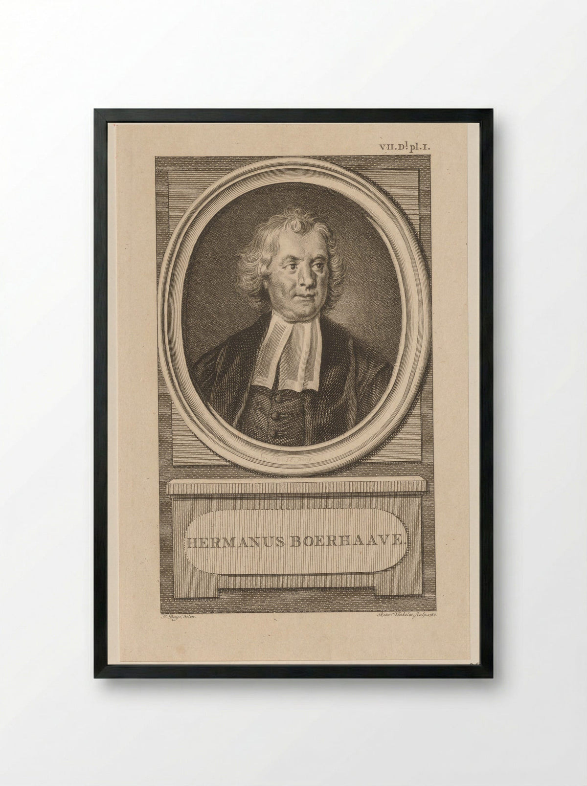 Portret van Hermanus Boerhaave - Reinier Vinkeles - Framed Print Black