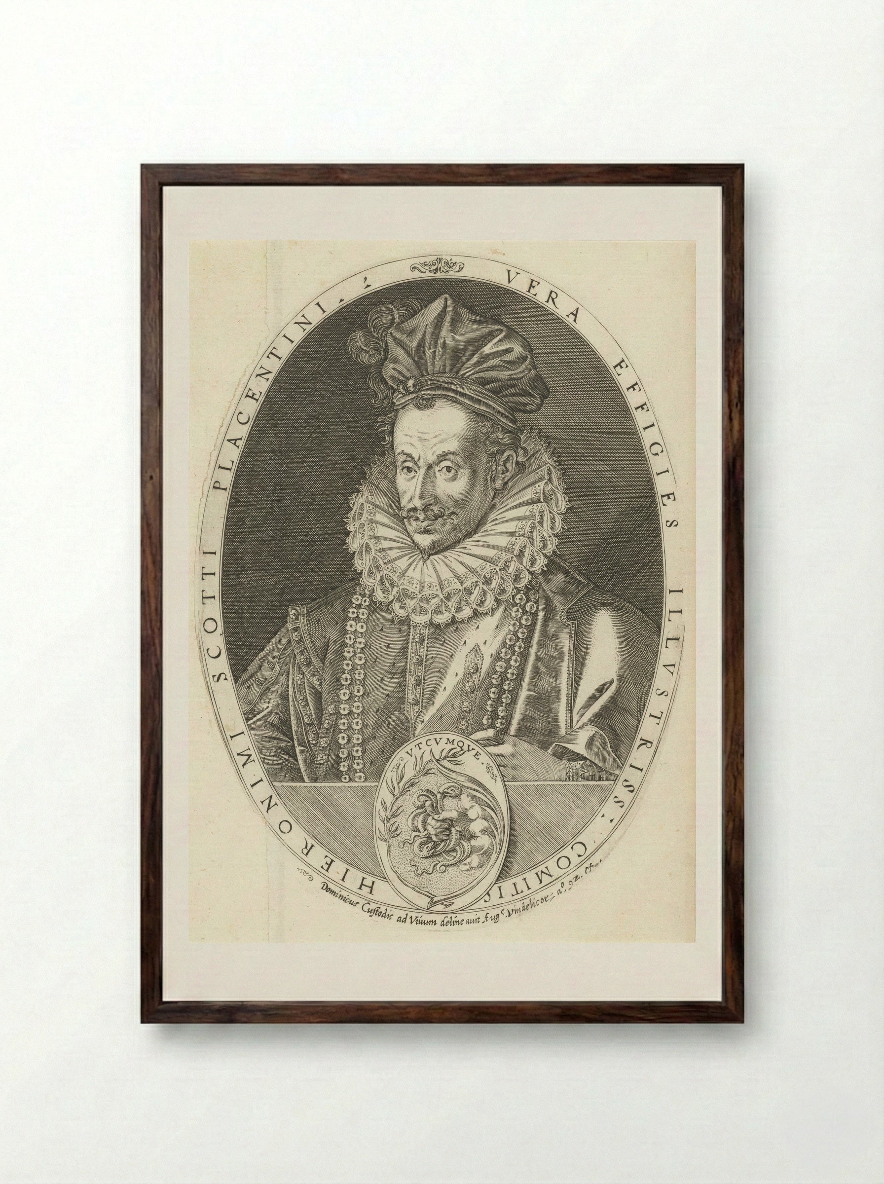 Portret van Hieronymus Scotius - Dominicus Custos - Framed Print Dark Wood